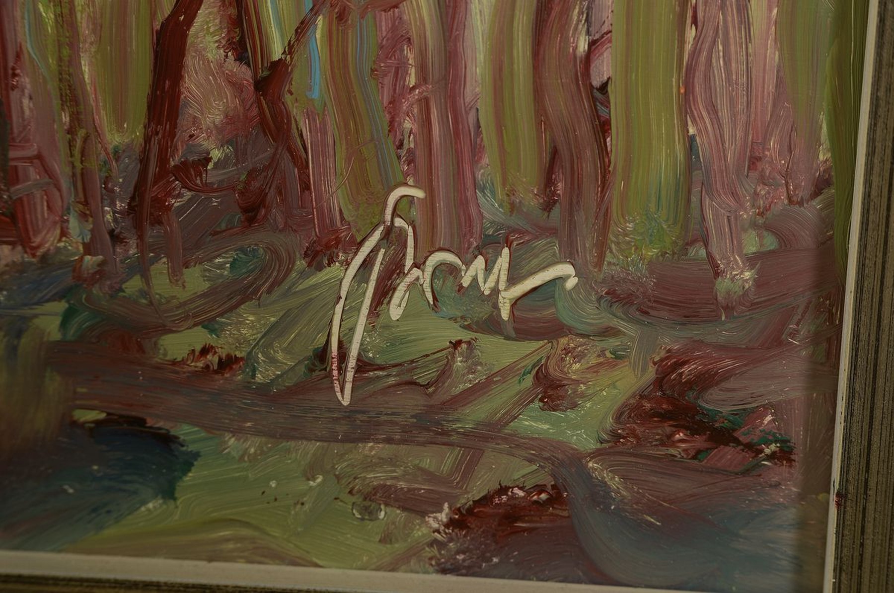 Detail a: Karl Graf, 1902 - 1986 Speyer, Gleisweiler Blick nach Süden, Öl/Platte, re. u. signiert, ca. 70 x 80 cm, Rahmen, verso bezeichnet und nochmals sign.