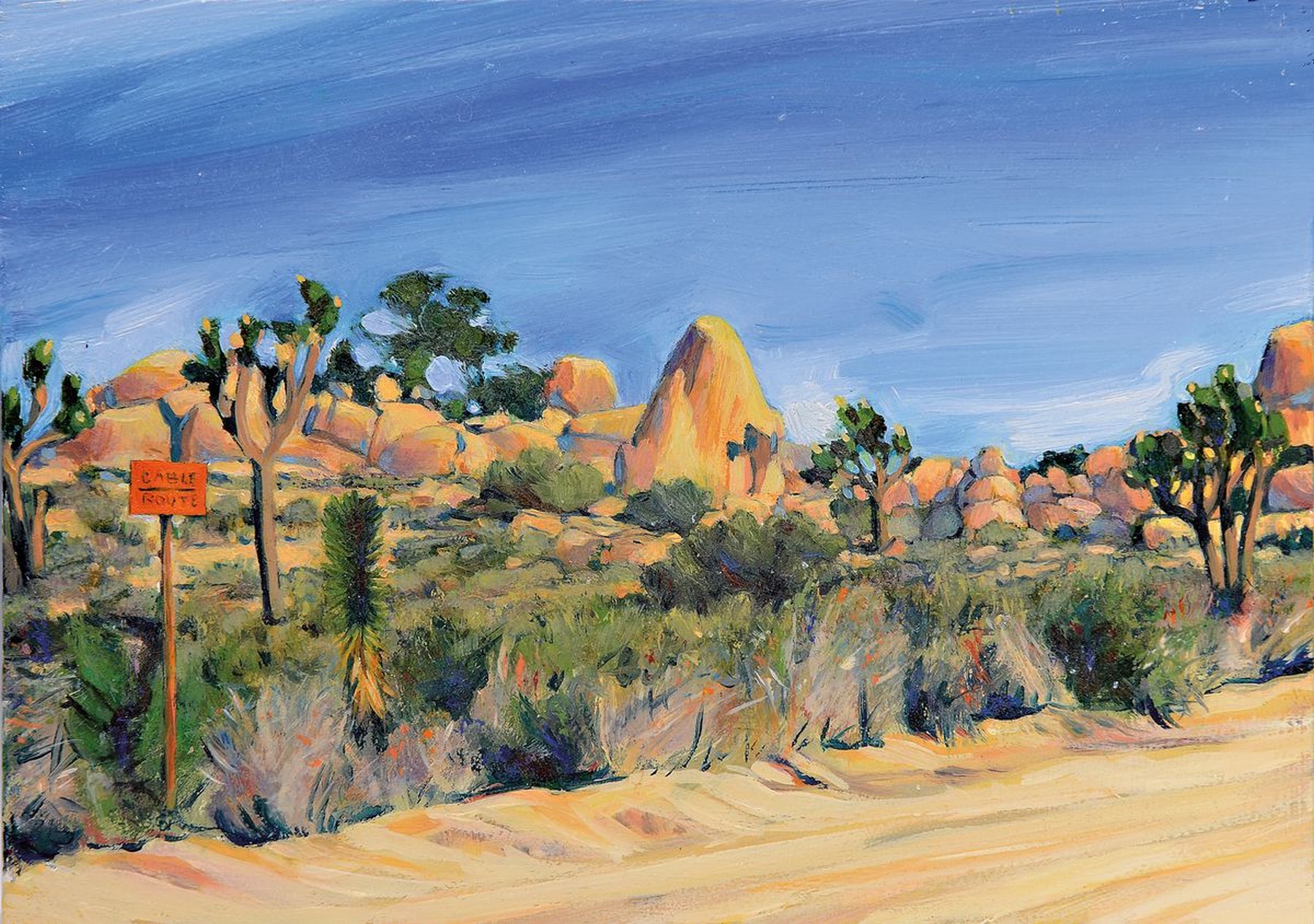 Deanna Thompson, "Desert Roadside" Öl/Holz, verso sign., dat. 2003, ca. 18x13 cm