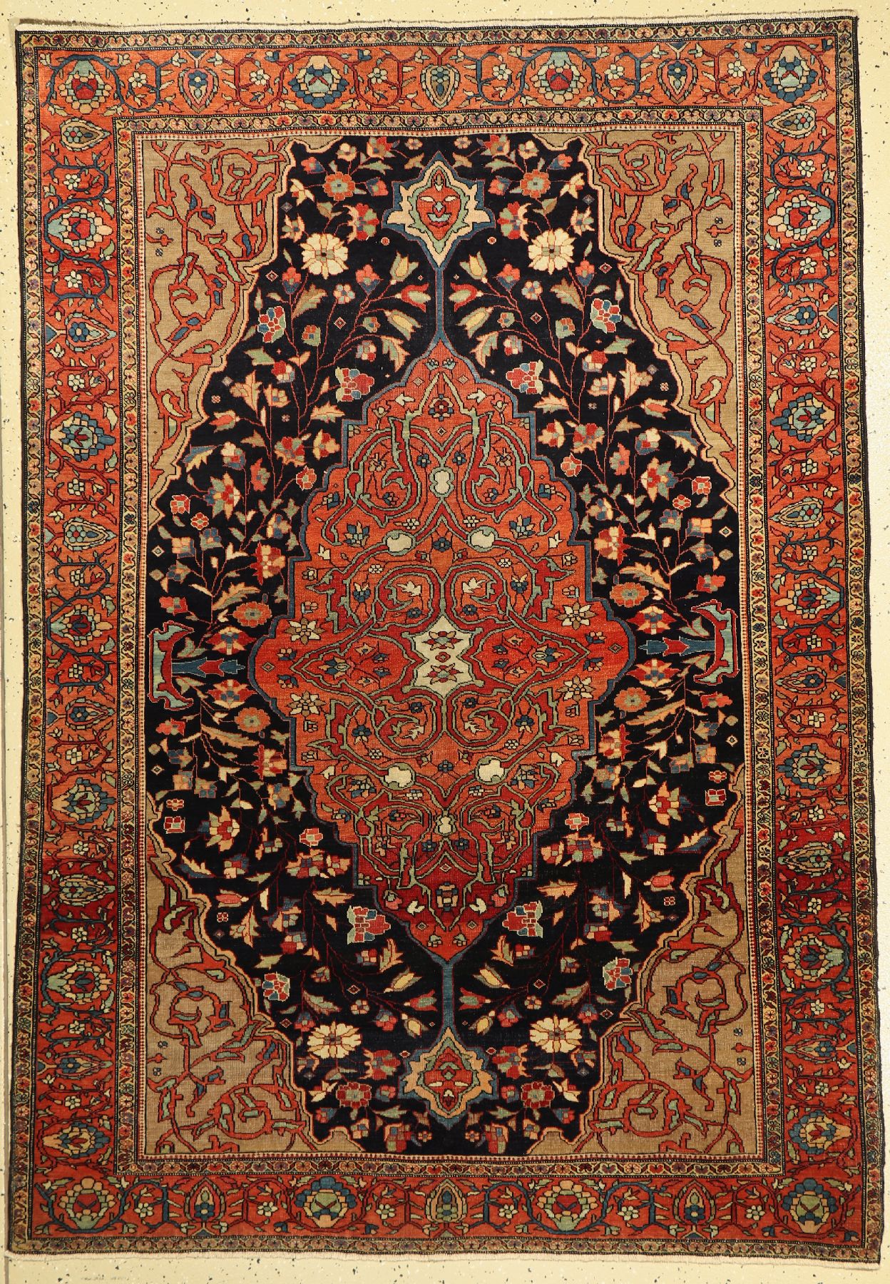 Farahan antik, Persien, Ende 19.Jhd, Wolle auf Baumwolle, ca. 195 x 139 cm, EHZ: 2-3 (gleichmäßig dünner Flor)