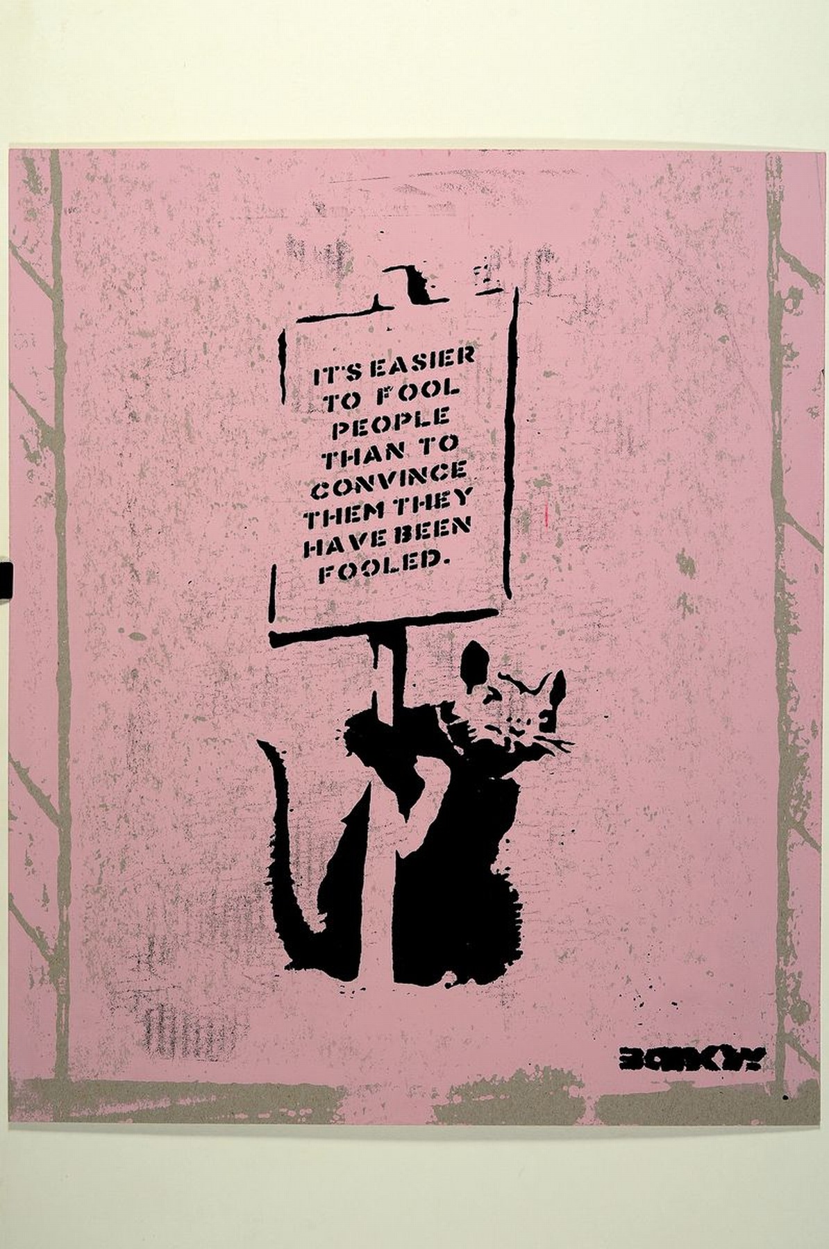 Detail k: Banksy by Not Banksy, "Operation Saturation or is it possible to Milk A Dead Rat", verso sign., num. 153/300, Stempel, ca. 50 x42 cm, inkl. ...