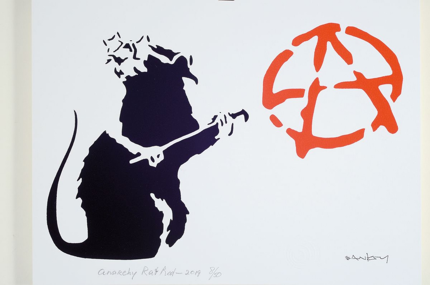 Detail k: Banksy, "Anarchy Rat Red", num. 8/50, dat. 8/50, ca. 40x30 cm, inkl. Zertifikat