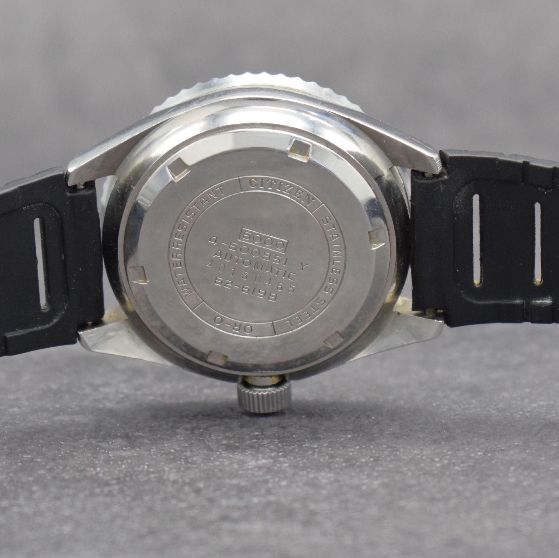 Detail a: CITIZEN Taucherarmbanduhr, Automatik, Japan 1970er Jahre, Ref. 4-600851 Y, Edelstahlgeh. inkl. neutr. Kautschukband, Boden & Krone verschr., Lün. m. ...