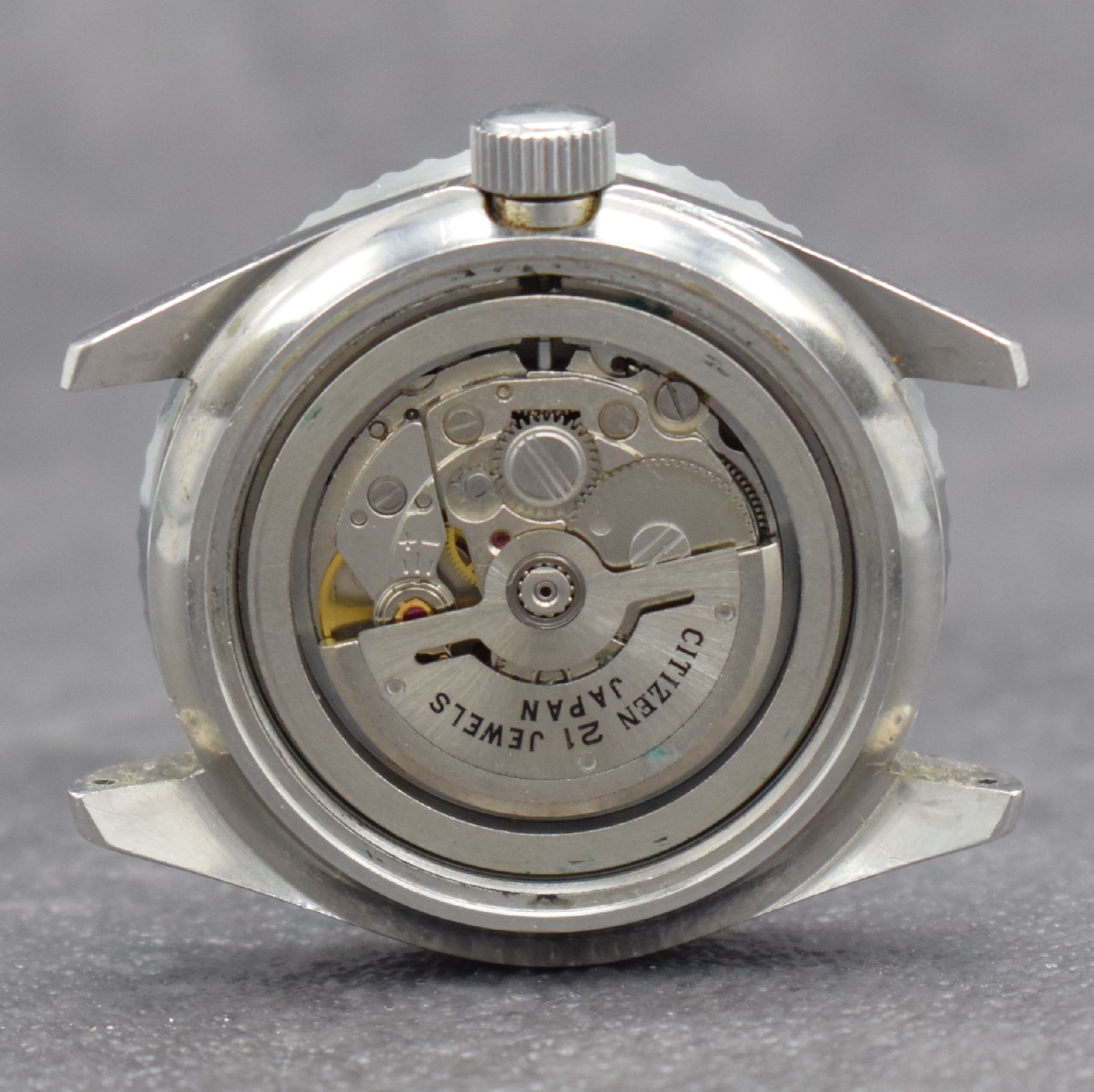 Detail d: CITIZEN Taucherarmbanduhr, Automatik, Japan 1970er Jahre, Ref. 4-600851 Y, Edelstahlgeh. inkl. neutr. Kautschukband, Boden & Krone verschr., Lün. m. ...