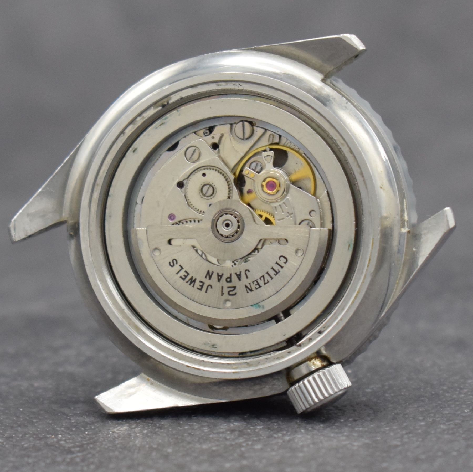 Detail e: CITIZEN Taucherarmbanduhr, Automatik, Japan 1970er Jahre, Ref. 4-600851 Y, Edelstahlgeh. inkl. neutr. Kautschukband, Boden & Krone verschr., Lün. m. ...