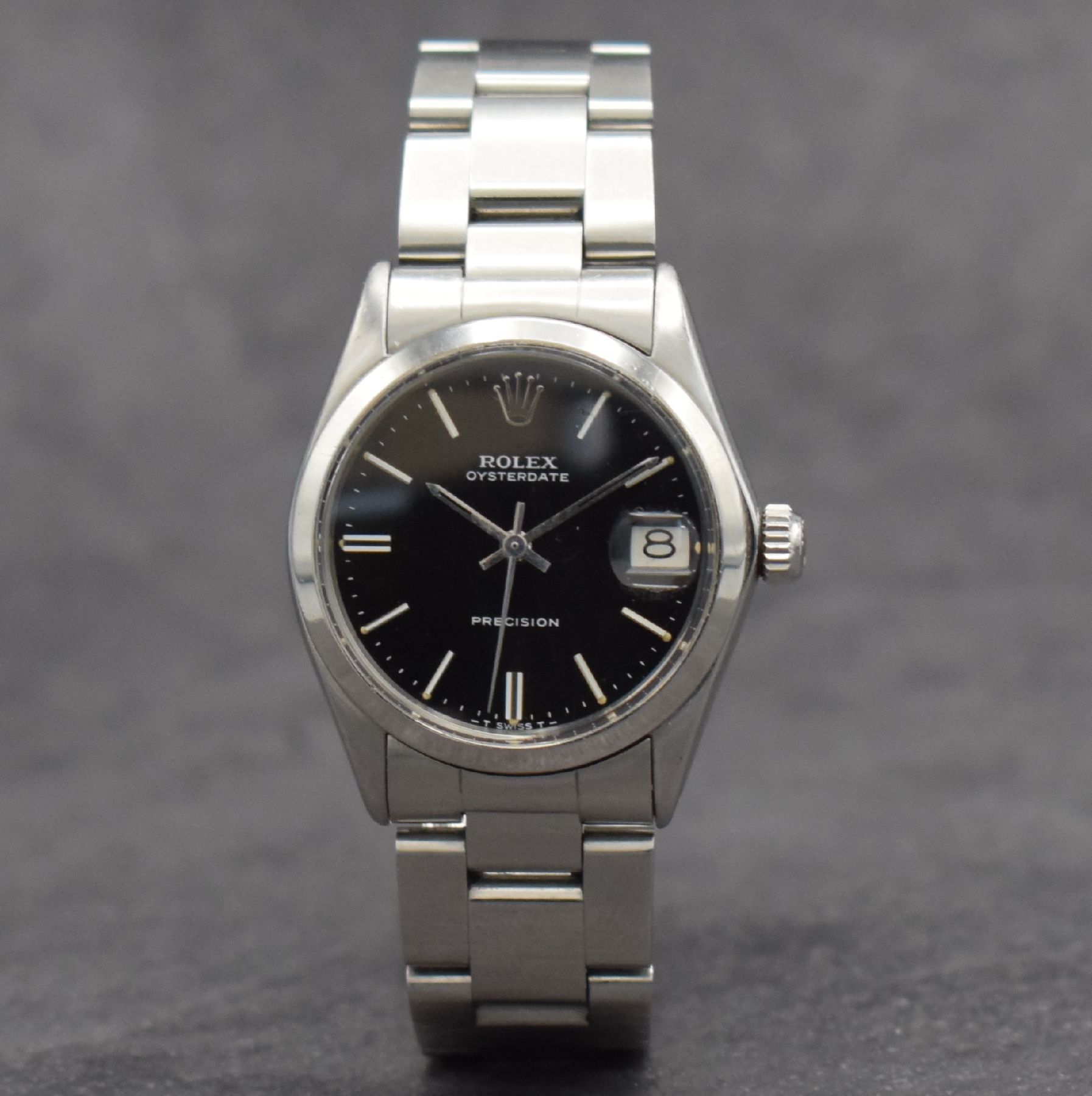 Detail b: ROLEX Oysterdate Precision Mediumarmbanduhr, Schweiz um 1957, Handaufzug, Ref. 6466, verschr. Edelstahlgeh., Oysterband Ref. 78350 m. Faltschl., ...