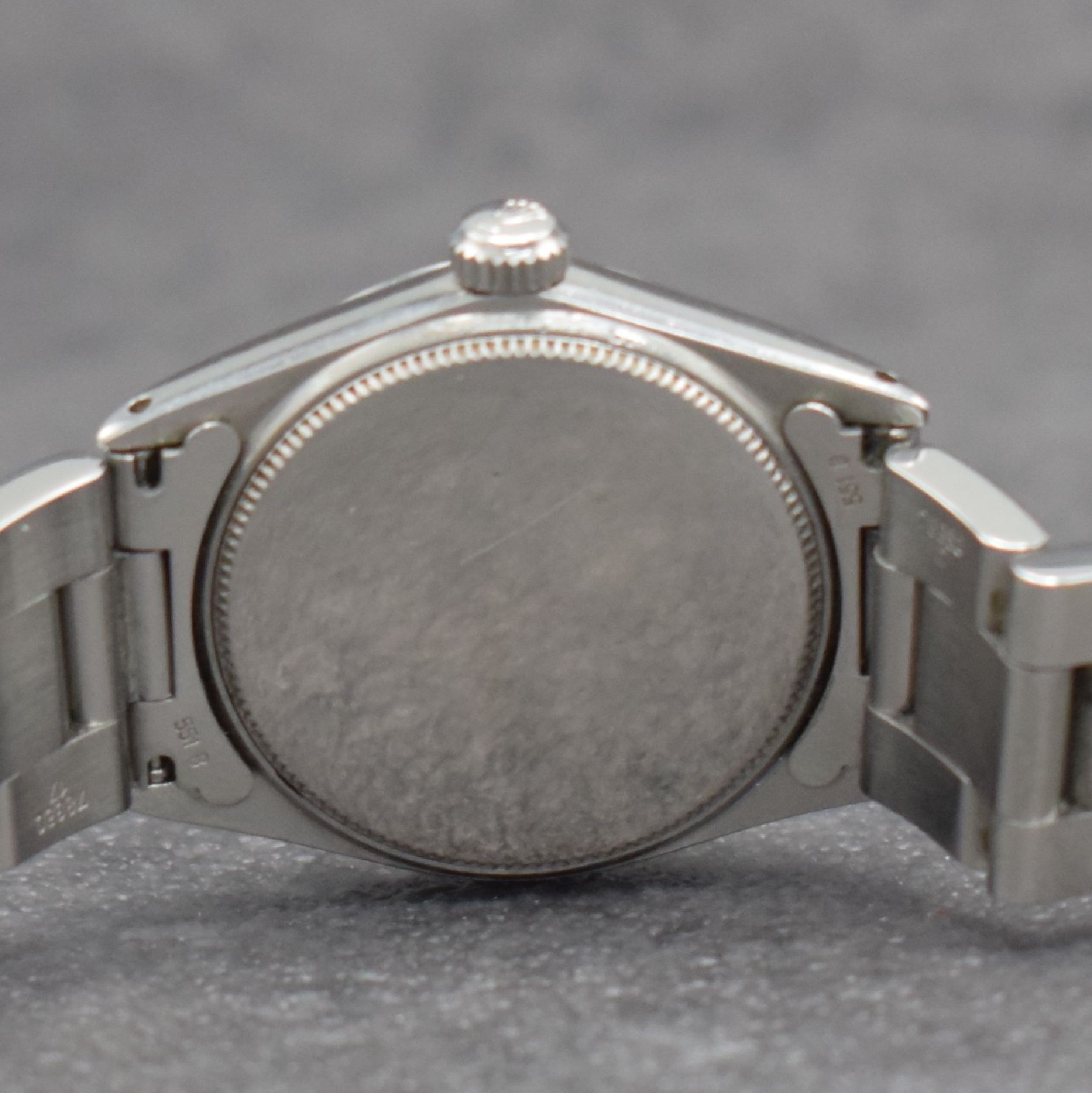 Detail h: ROLEX Oysterdate Precision Mediumarmbanduhr, Schweiz um 1957, Handaufzug, Ref. 6466, verschr. Edelstahlgeh., Oysterband Ref. 78350 m. Faltschl., ...