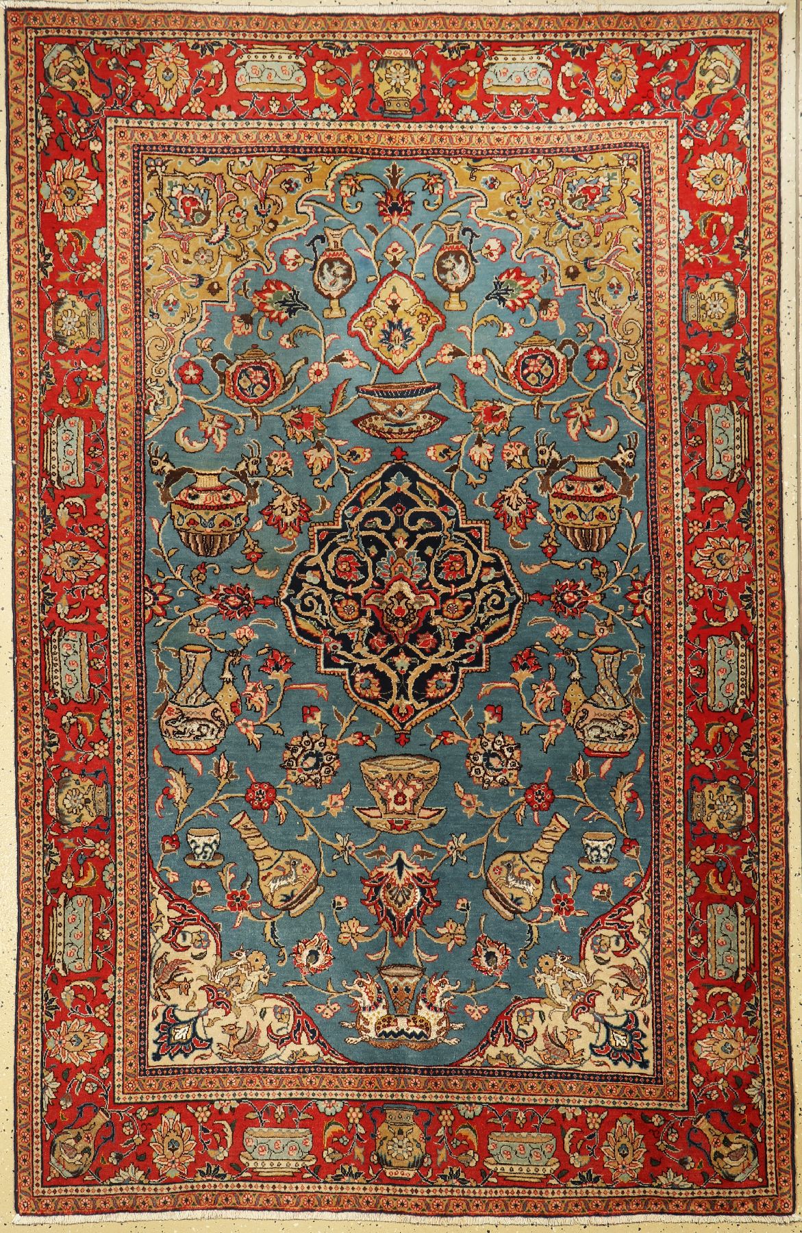 Ghom Kork fein, Persien, ca. 50 Jahre, Korkwolle mit Seide, ca. 218 x 140 cm, EHZ: 2,(gereinigt)
