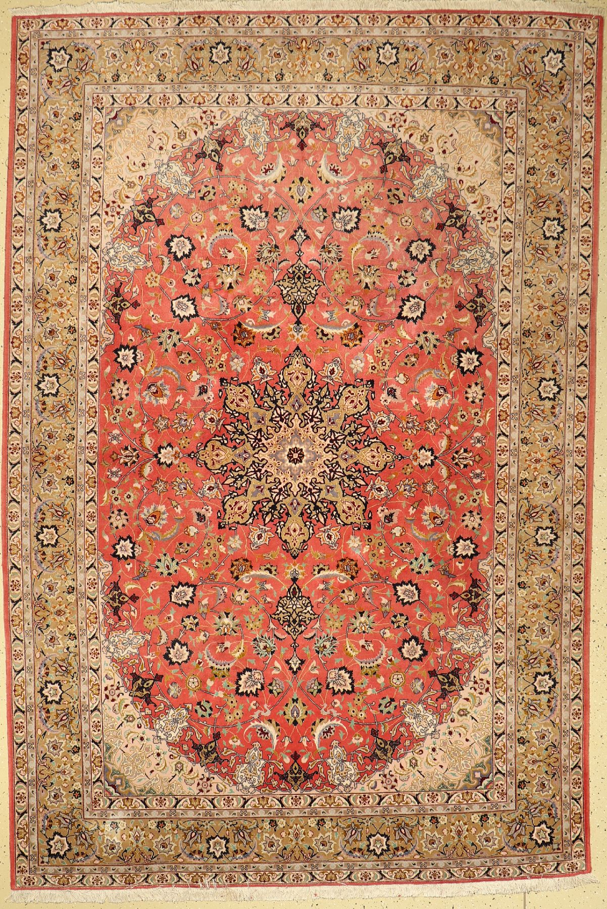 Täbriz fein(50 Raj), Persien, ca. 50 Jahre,Korkwolle mit Seide, ca. 303 x 203 cm, EHZ: 2