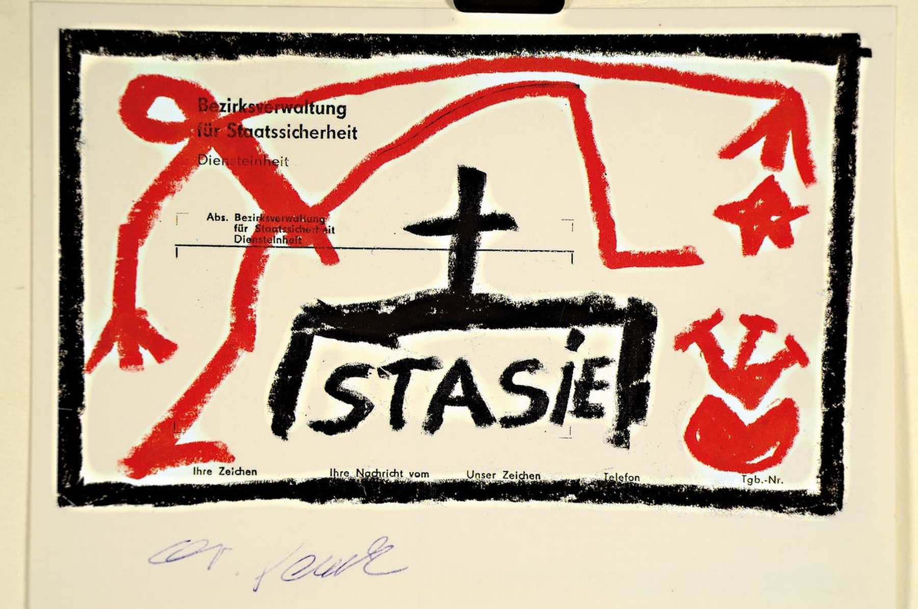 Detail k: AR. Penck, 1939-2017, Postkarte, sign., ca. 10x14 cm