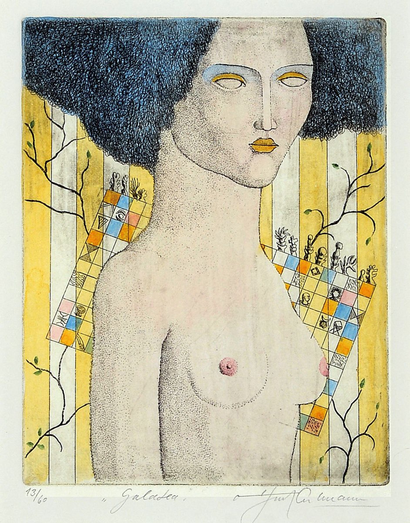 Otfried culmann , geb. 1949, "galatea" Radierung, sign., num. 13/60, unter Glas gerahmt, Platte ca. 17x13 cm, gesamt ca. 52x41 cm