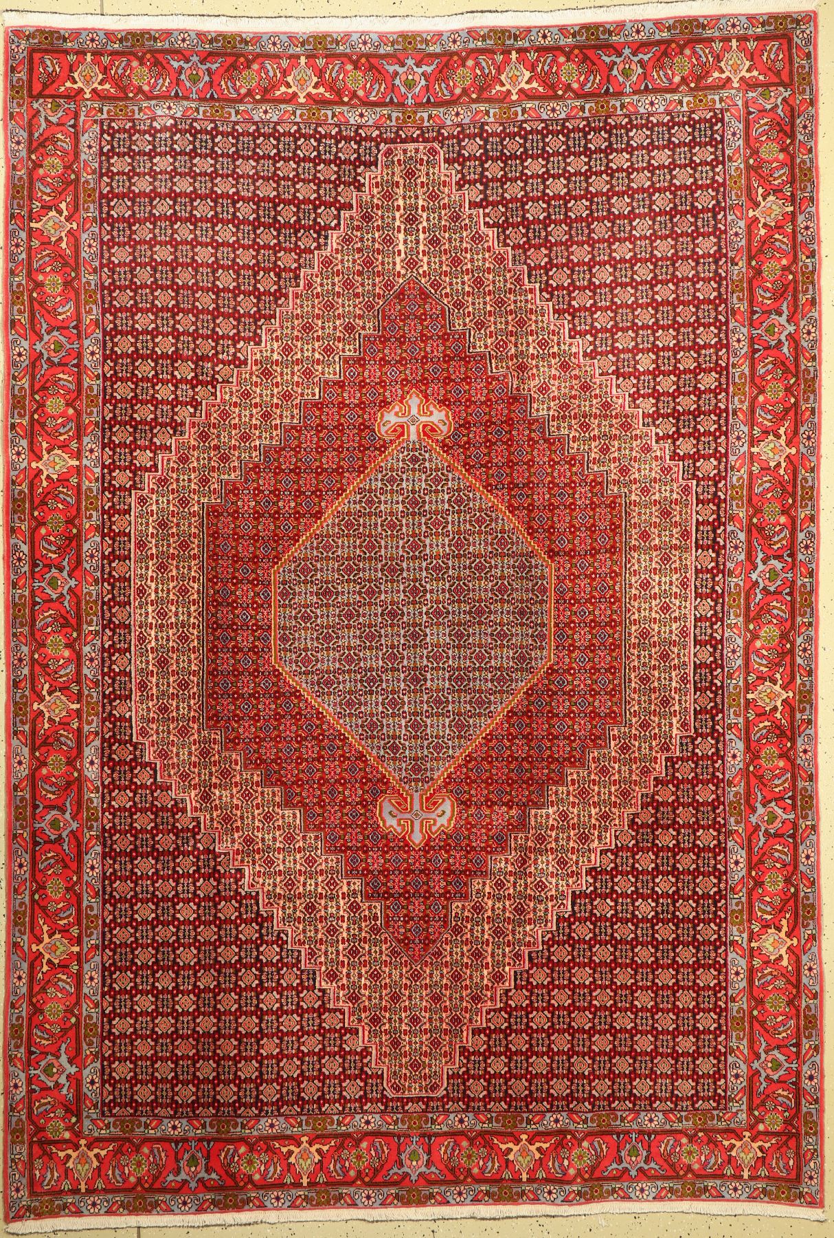 Senneh fein, Persien, ca. 40 Jahre, Korkwolle, ca. 292 x 202 cm, guter Zustand gereinigt