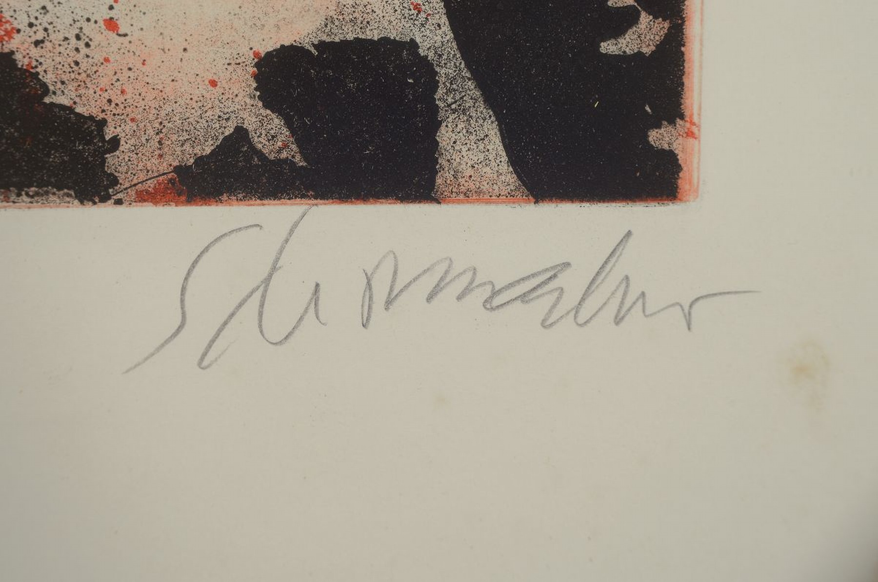 Detail a: Emil Schumacher, 1912-1999, Farbaquatinta- Radierung, von 1972, handsign., num. 80/100, rechts unten außerhalb der Abbildung Wasserschaden, unter ...