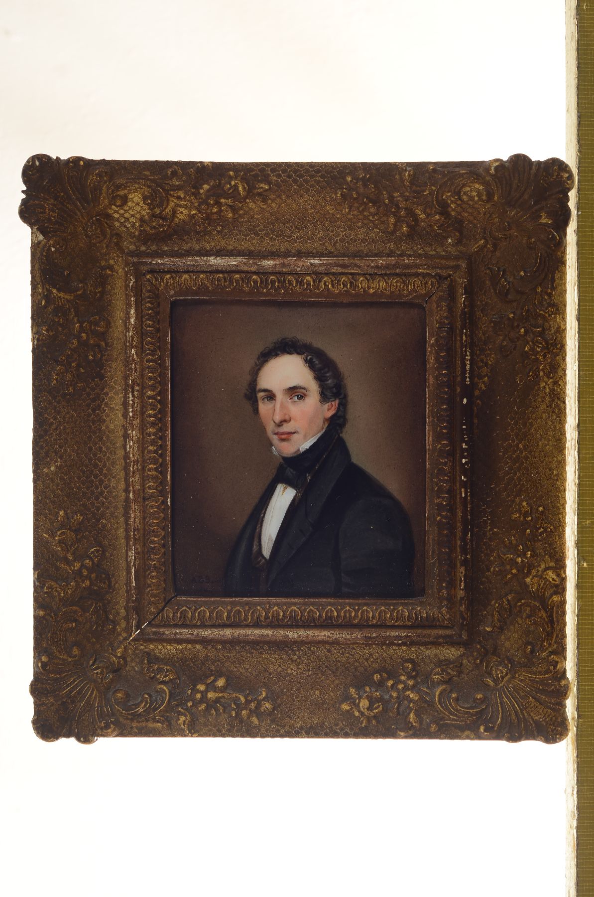 Detail a: Paar Miniaturmalereien, um 1841, Albertine Eger und carl Hermann Eger ( 1798 - 1841), feine Malerei auf Porzellan, rückseitig beschrieben, ca. 9 x 8 ...