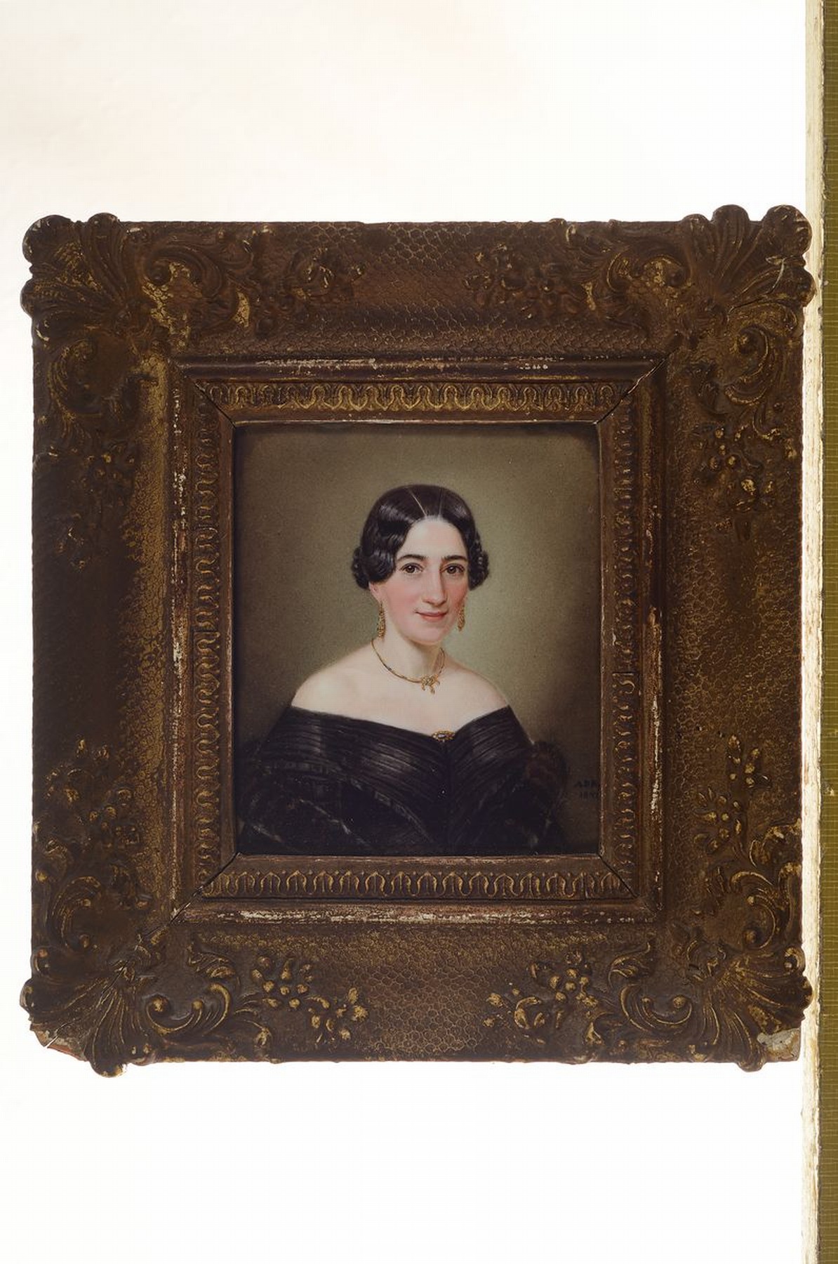 Detail k: Paar Miniaturmalereien, um 1841, Albertine Eger und carl Hermann Eger ( 1798 - 1841), feine Malerei auf Porzellan, rückseitig beschrieben, ca. 9 x 8 ...