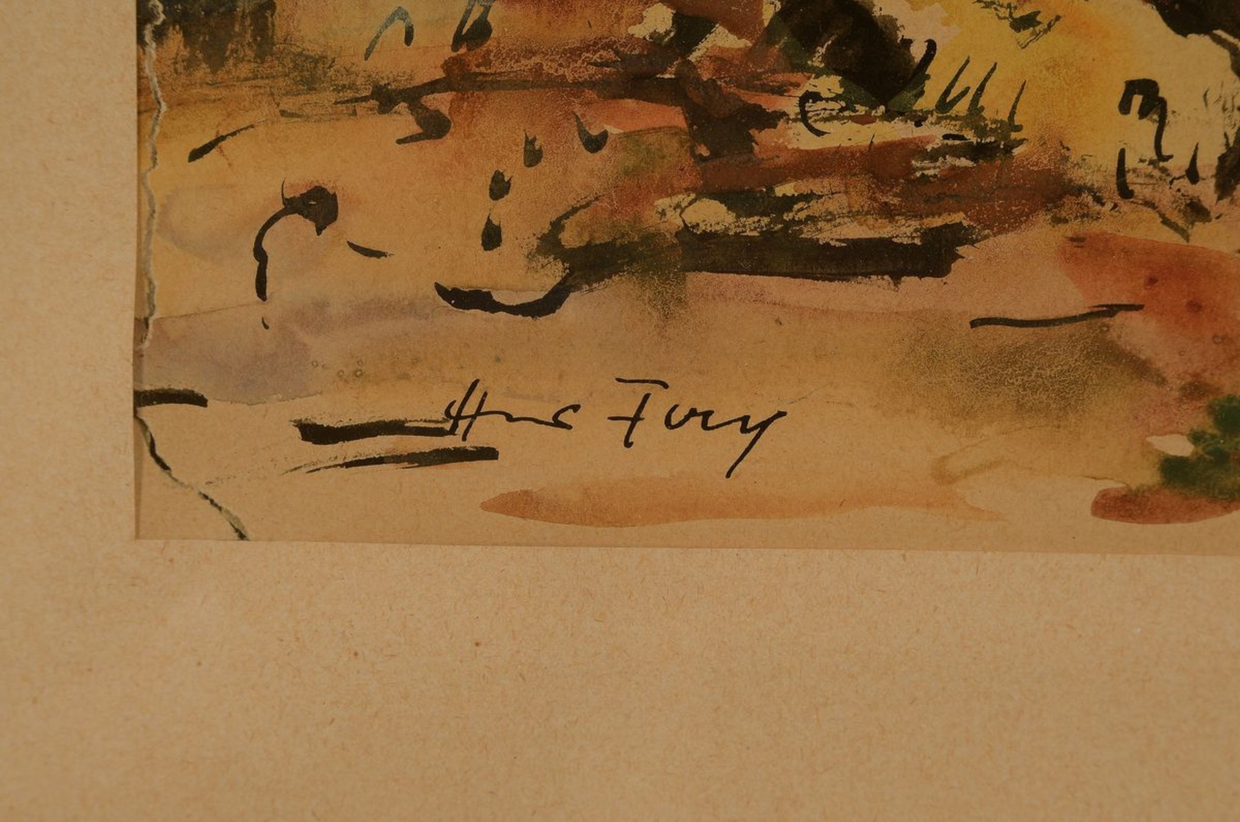 Detail a: Hanns Fay, 1888 Frankenthal - 1957, Neustadt, Landschaft mit Ochsengespann, Aquarell/Papier, li. u. signiert, links mit Riss im Papier, 23 x 35 cm, ...