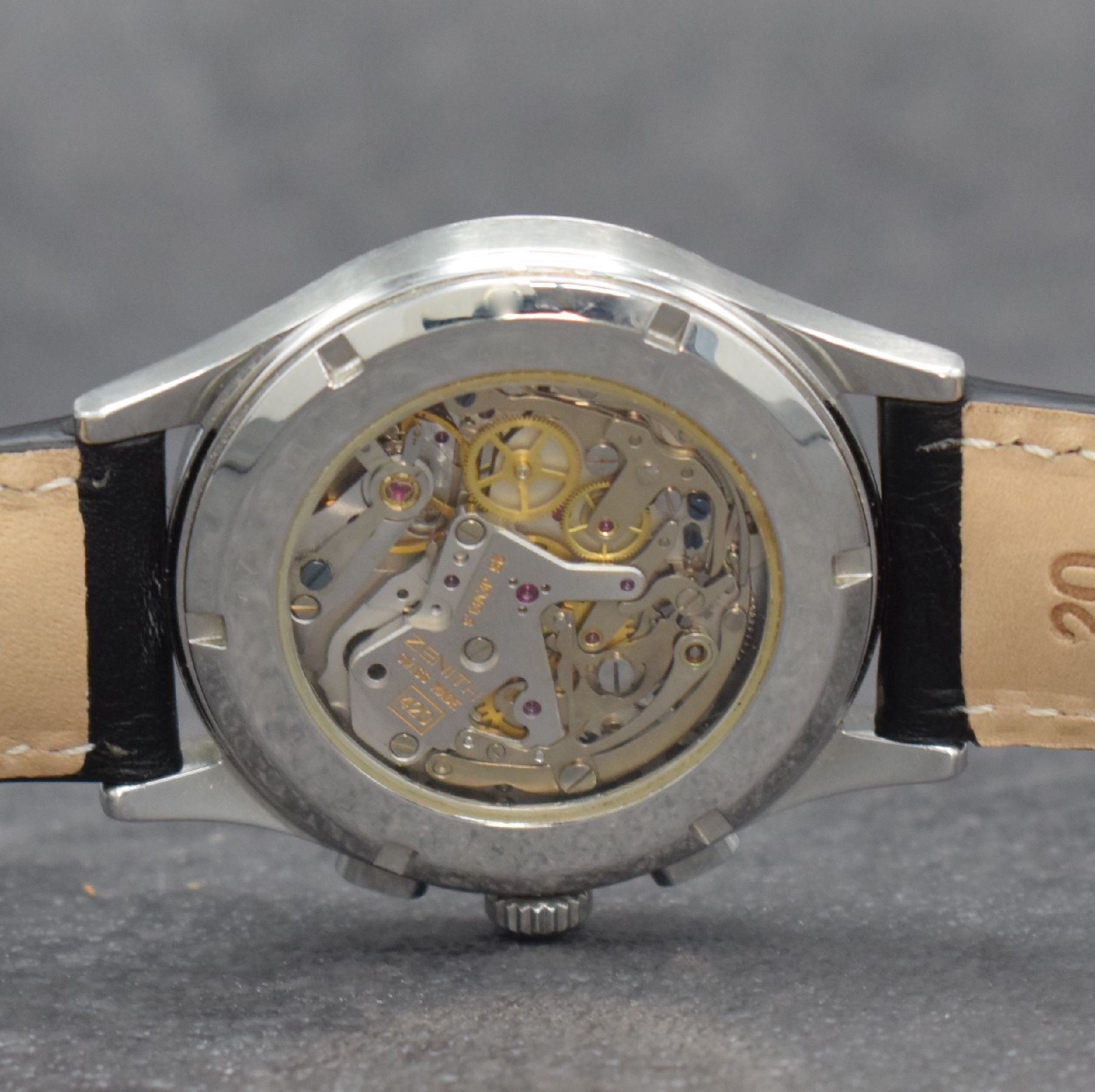 Detail g: ZENITH Schaltradchronograph Prime, Handaufzug, Schweiz um 2000, beids. vergl. Geh., Ref. 01-0010.420, Boden verschr., schwarzes Kontrastzifferbl. m. ...