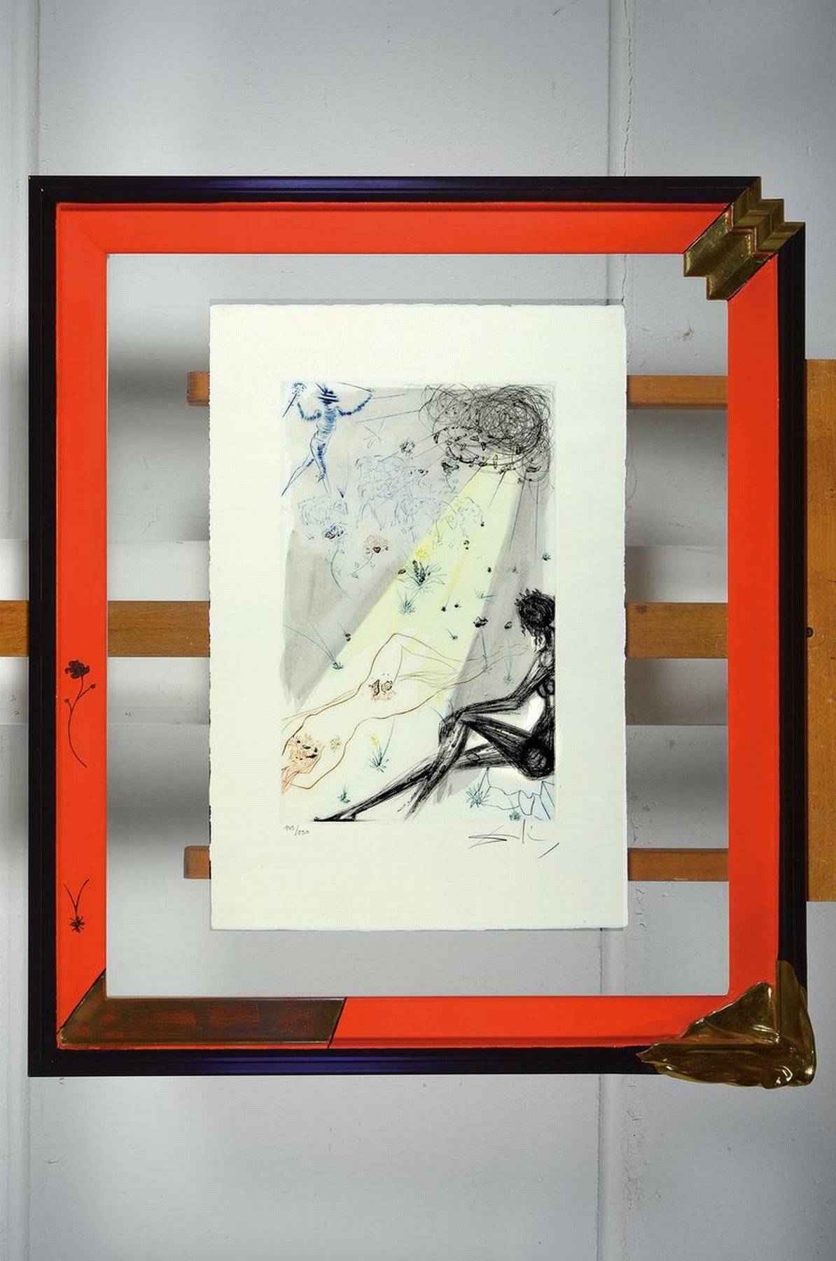 Detail k: Salvador Dali, 1904-1989, Die Schafherde, Radierung von 1971 aus der Folge: Das Hohe Lied des Salomon, auf Arches Bütten, mit Pochoir und ...