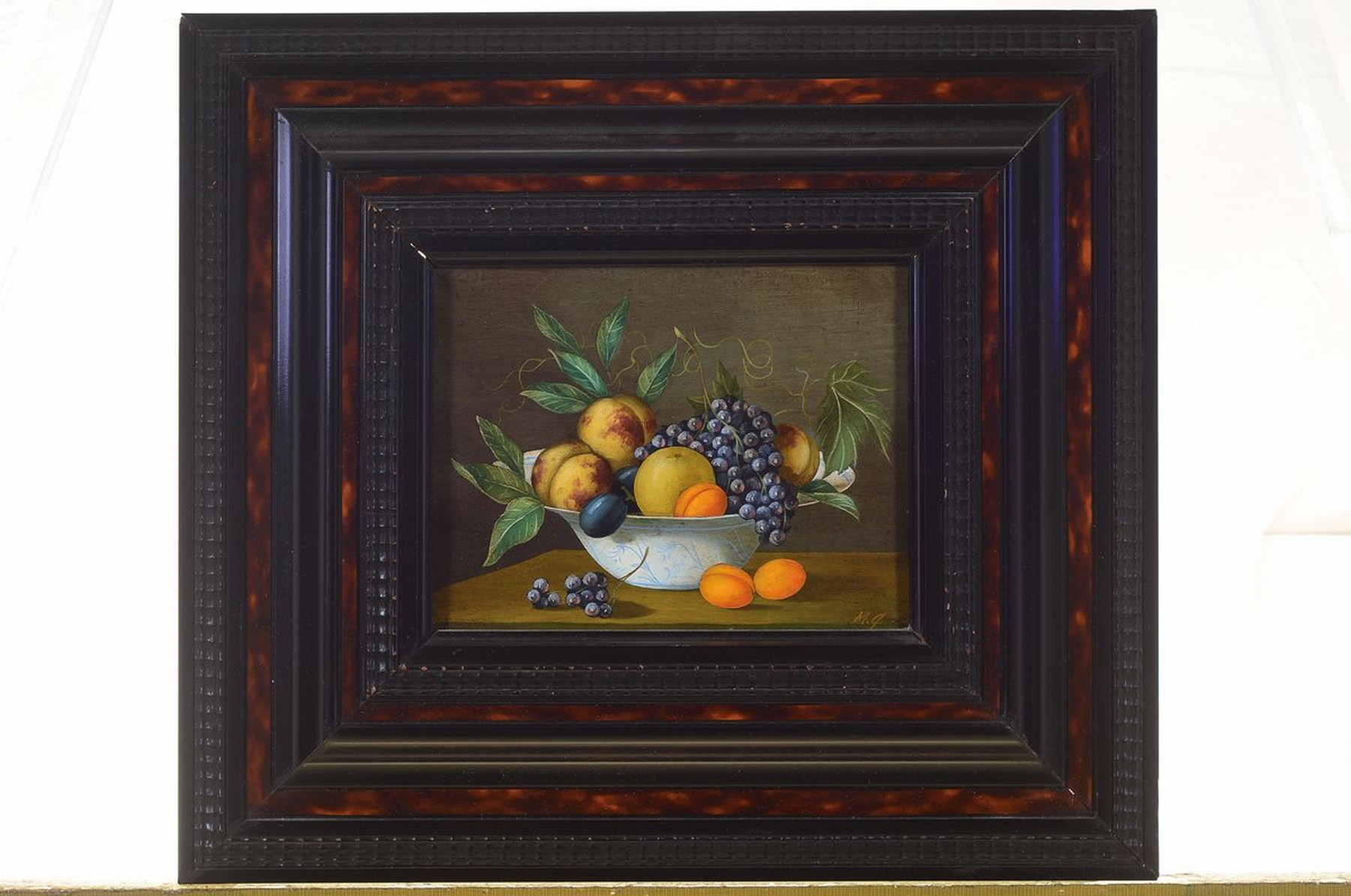Detail k: Monogrammist M.Q., zeitgenössischer Traditionalist, zwei Pendants mit Obststillleben im Stil der alten Meister, Öl/Lwd, beide monogrammiert, je ca. ...