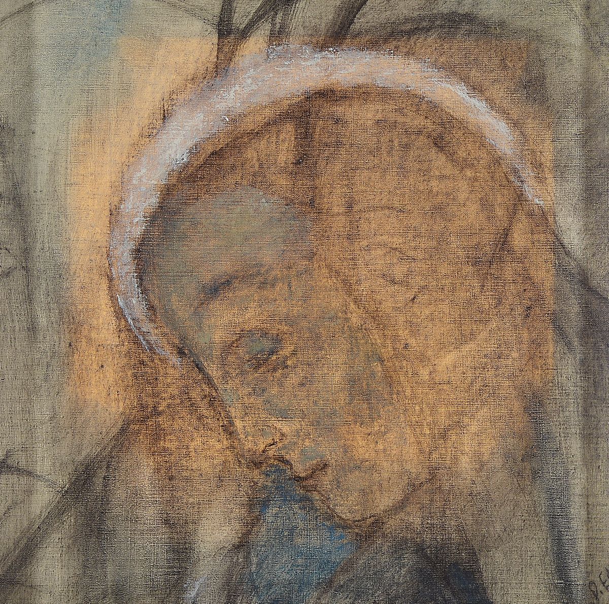 Dietz Edzard, 1893 Bremen-1963 Paris, Marienkopf, Öl und Mischtechnik auf Lwd, rechts unten signiert, ca. 32x32cm, in einem Rahmen aus dem 18. Jh. ...