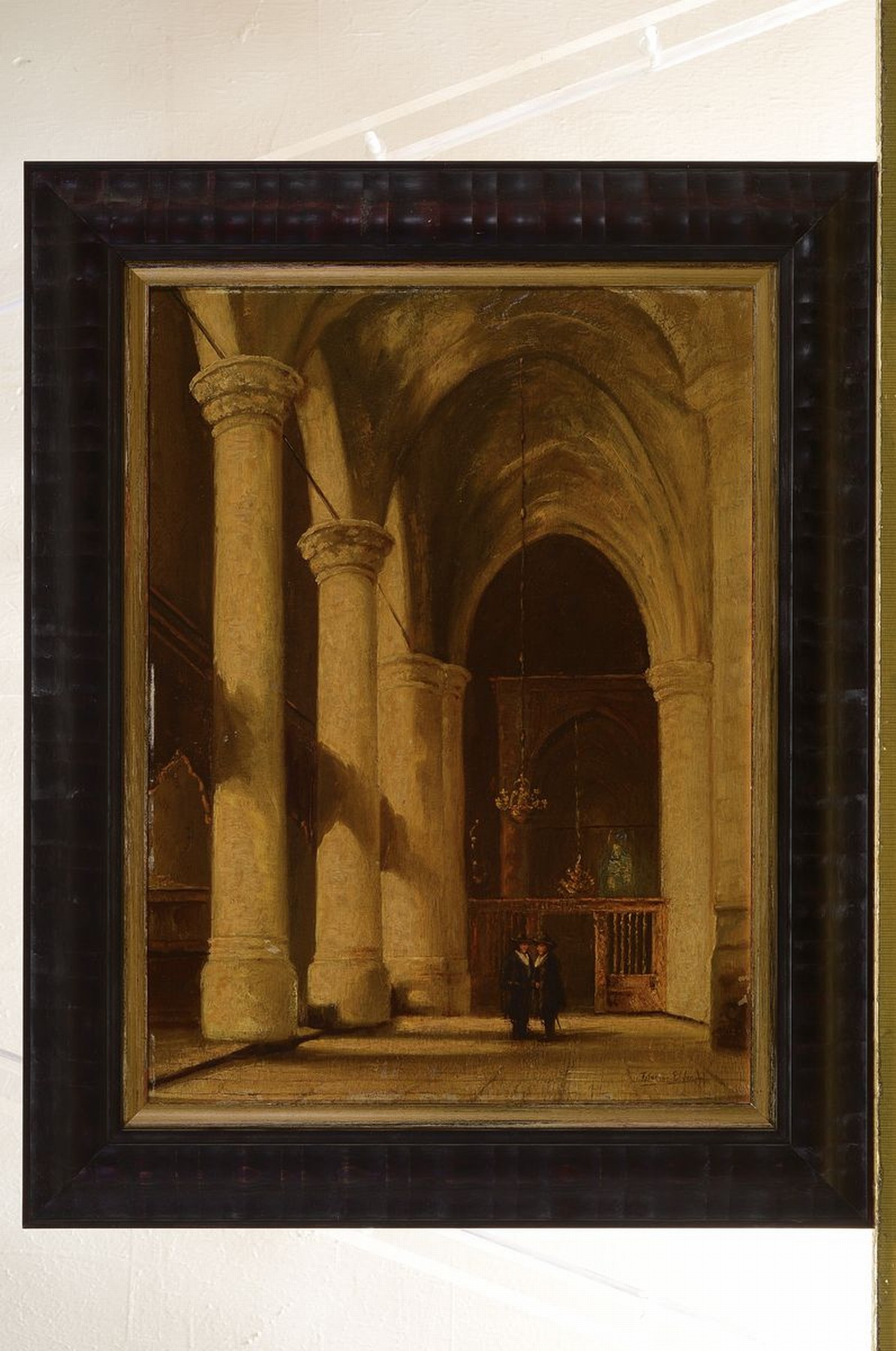 Detail k: Jean Baptist Tetar van Elven, 1805 - 1879, Kircheninterieur mit zwei Herren, Öl/Lwd, signiert, ca. 40 x 30 cm,Rahmen