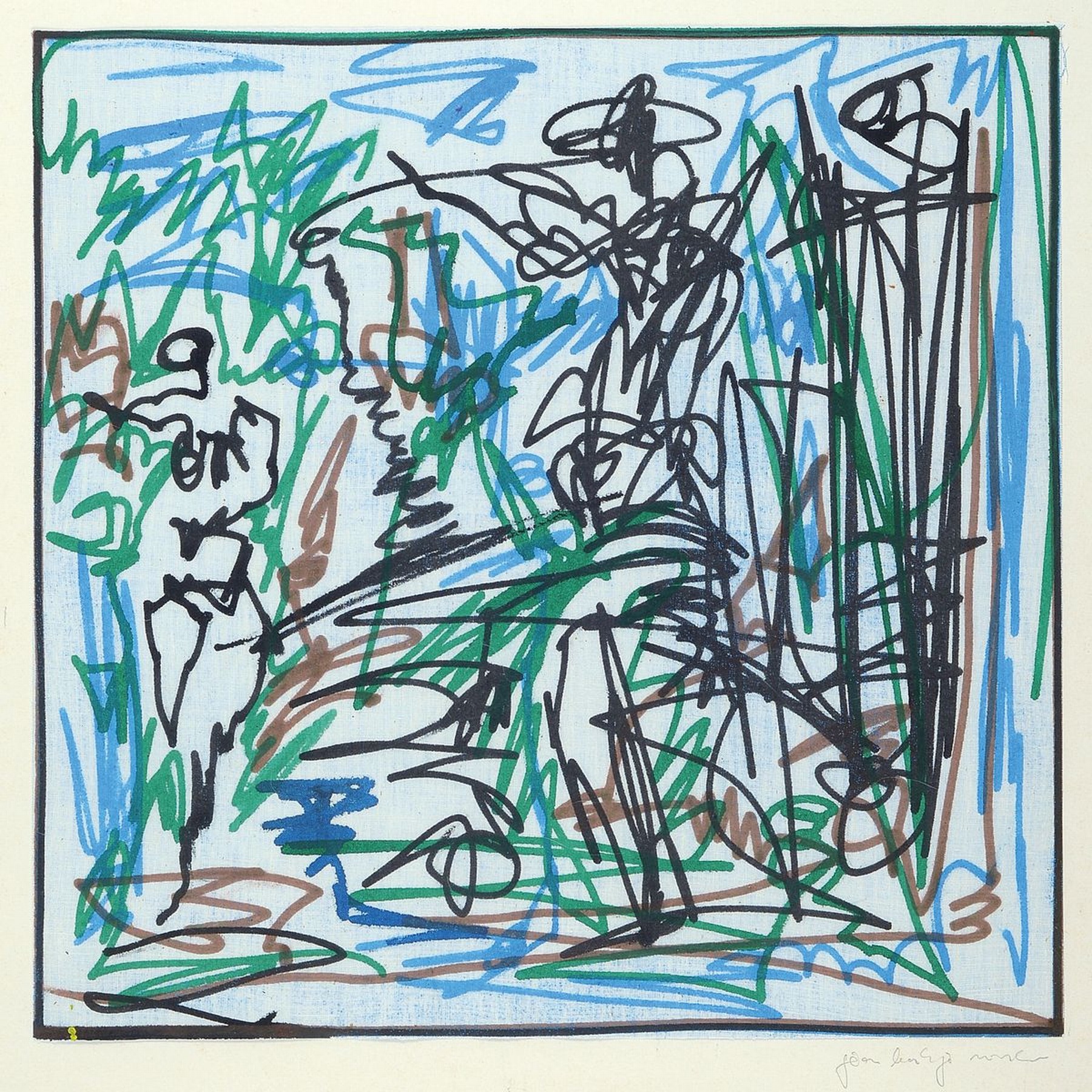 Jean Boskja Missler, geb. 1947 Kassel, Triptychon, Die Brautwerbung, Mischtechnik auf Lwd, 2x ca. 38x28cm, u.Gl., R. ca. 69x55cm, 1x ca. 38x38cm, ...