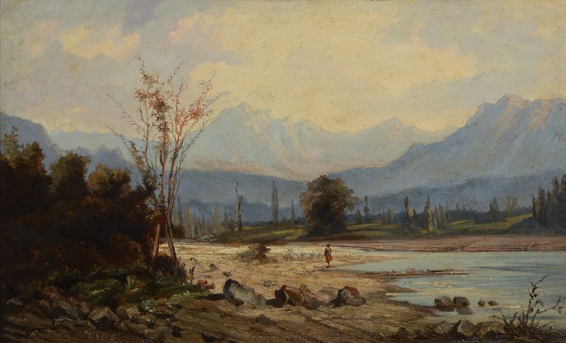 Unbekannter Künstler, deutsch, um 1900, zwei Pendants: Gebirgslandschaften mit Bachläufen, Öl/Lwd, je ca. 38x61cm, R. ca. 50x73cm