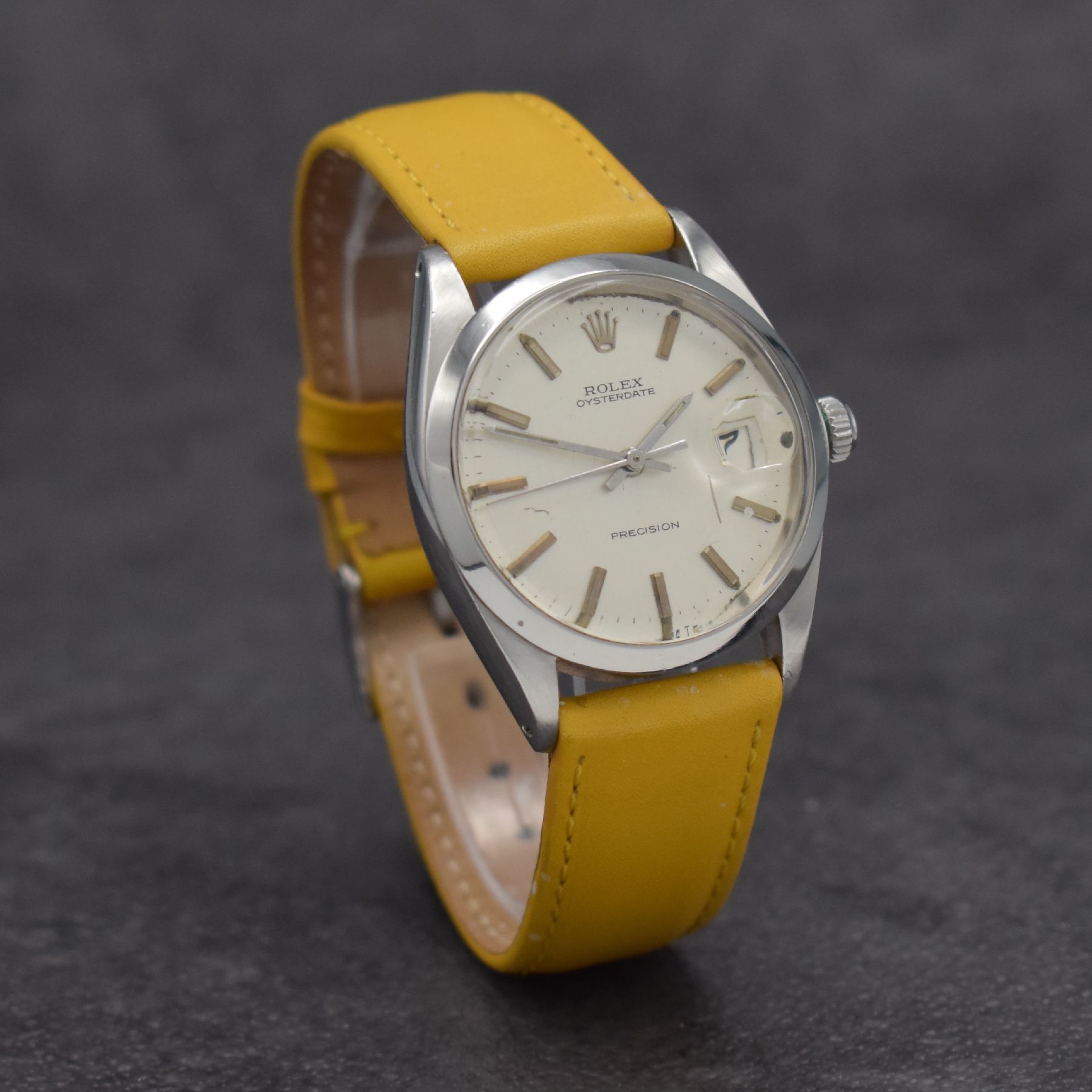 Detail d: ROLEX Oysterdate Precision Herrenarmbanduhr in Stahl Referenz 6694, Handaufzug, Schweiz lt. Bodenstempel 1. Quartal 1969, Boden & Krone verschr., ...