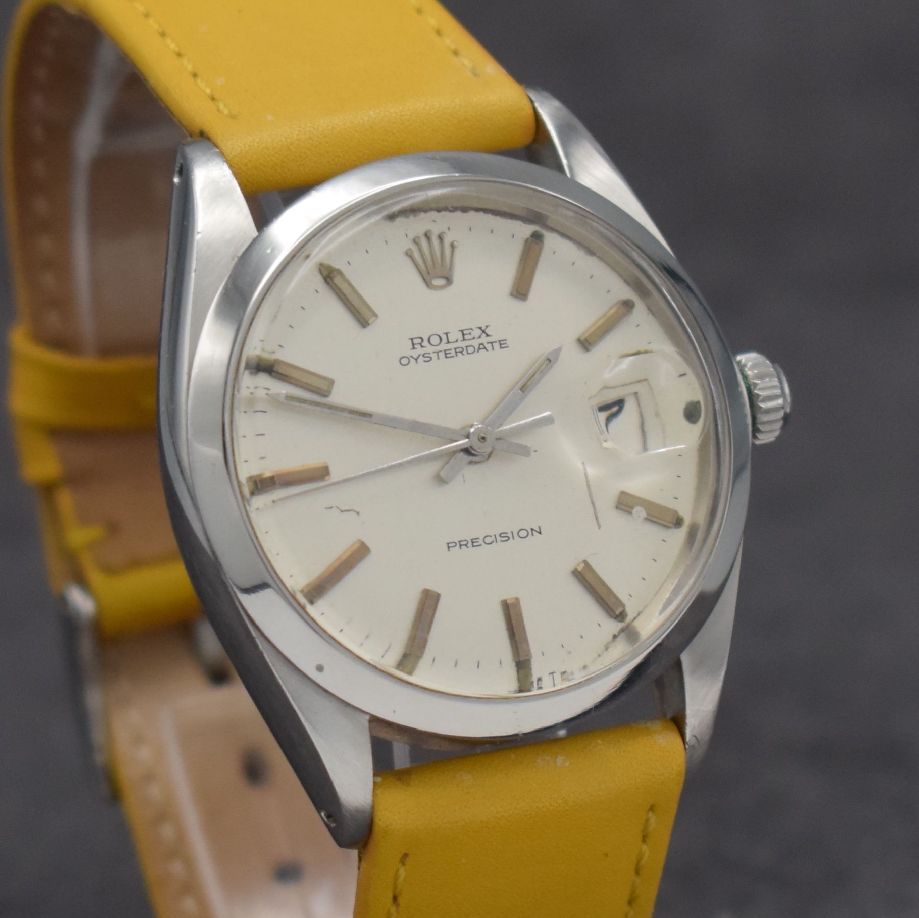 Detail e: ROLEX Oysterdate Precision Herrenarmbanduhr in Stahl Referenz 6694, Handaufzug, Schweiz lt. Bodenstempel 1. Quartal 1969, Boden & Krone verschr., ...