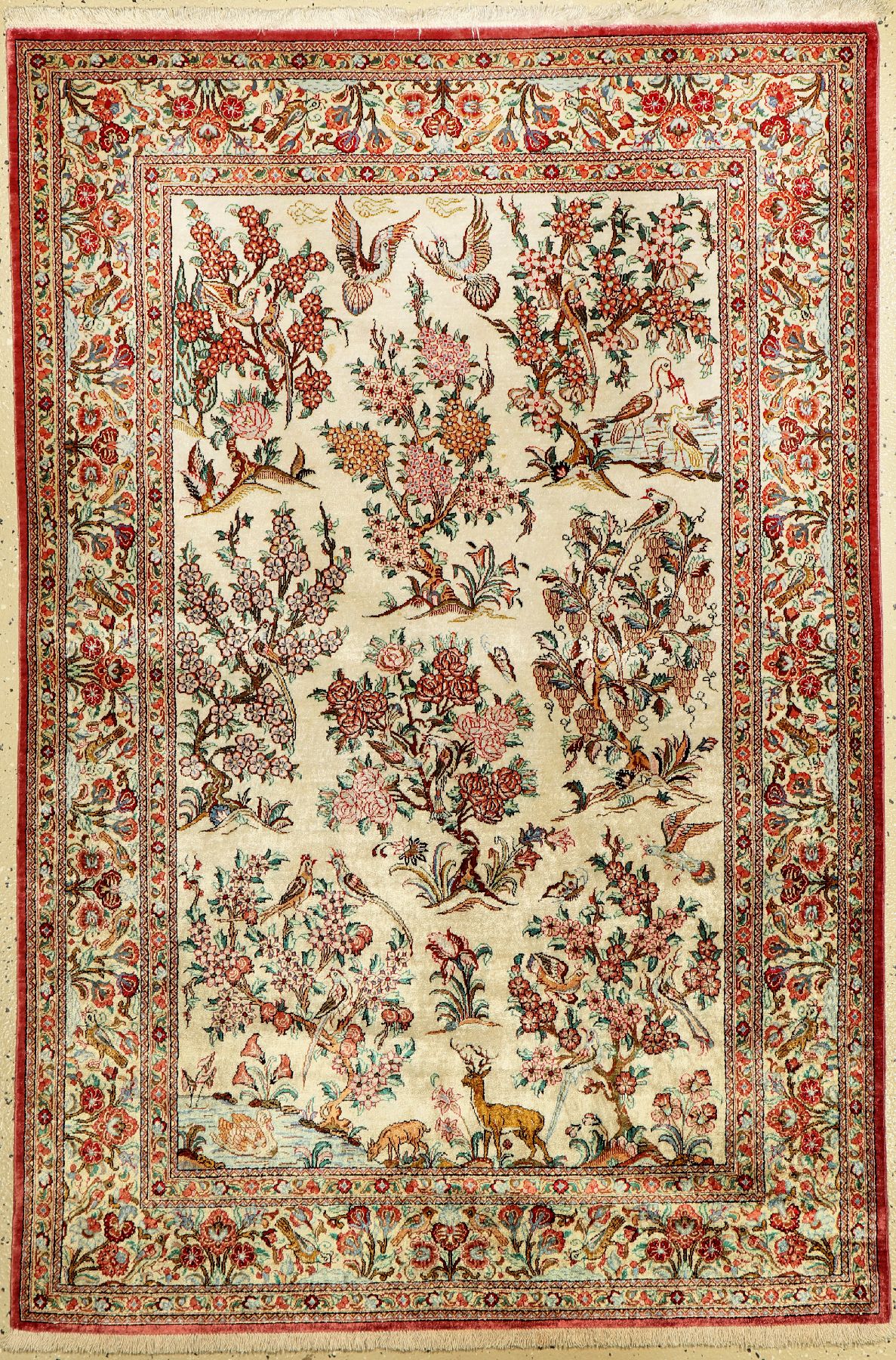 Ghom Seide fein, Persien, ca. 50 Jahre, reine Naturseide, ca. 157 x 106 cm, EHZ: 2