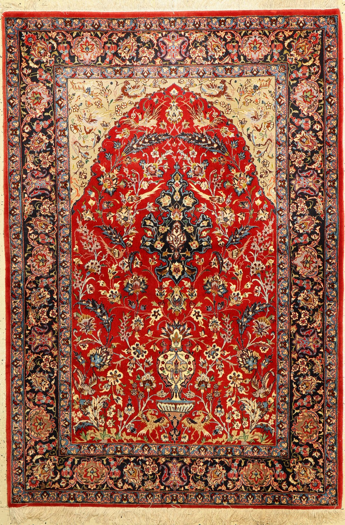 Esfahan fein, Persien, ca. 50 Jahre, Korkwolle mit und auf Seide, ca. 170 x 117 cm,ca. 800.000 Kn/qm, EHZ: 2