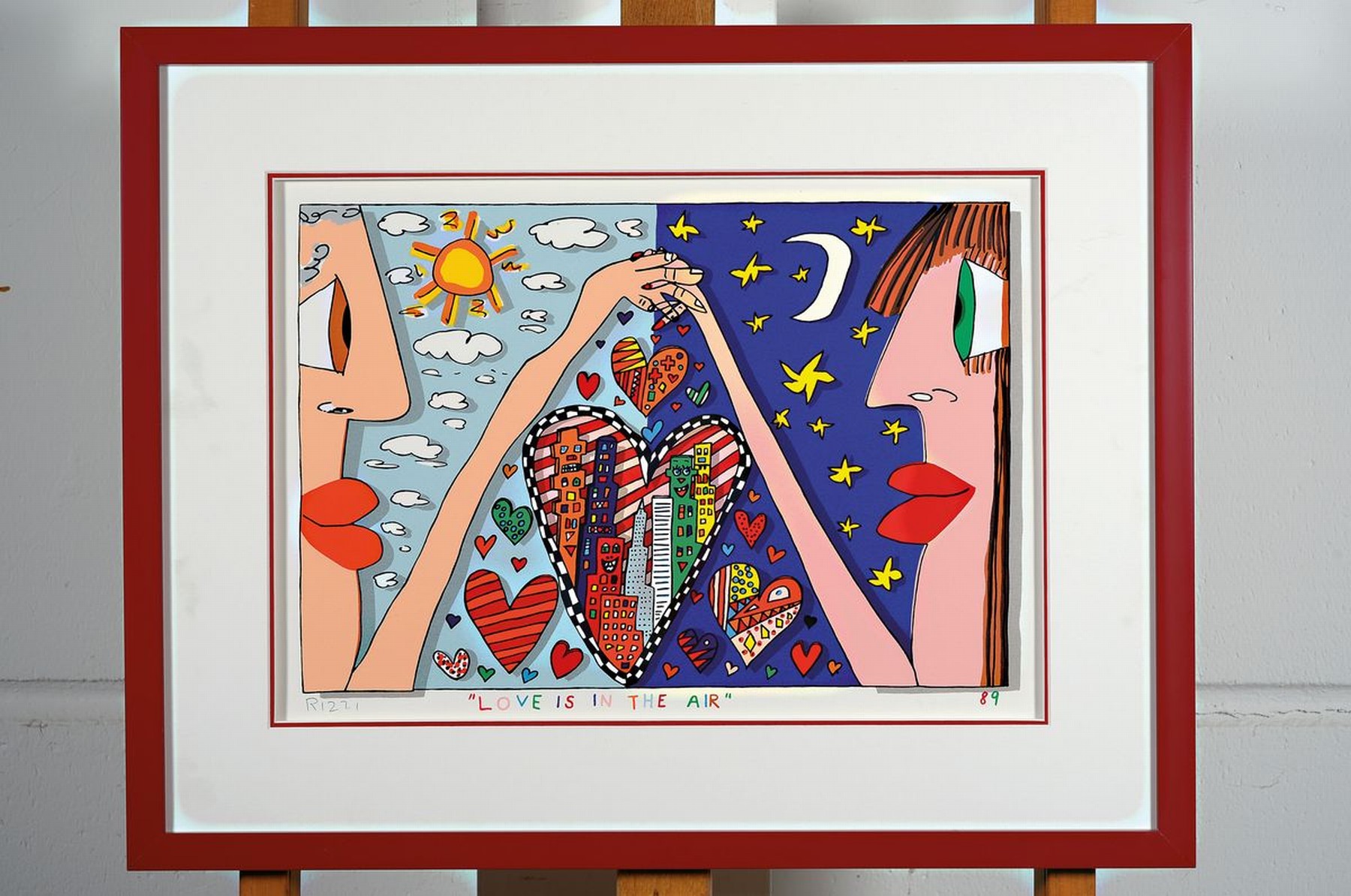 Detail k: James Rizzi, 1930-2011, "Love is in the Air"handsign., dat. 89, unter Glas gerahmt, gesamt ca. 45x57 cm