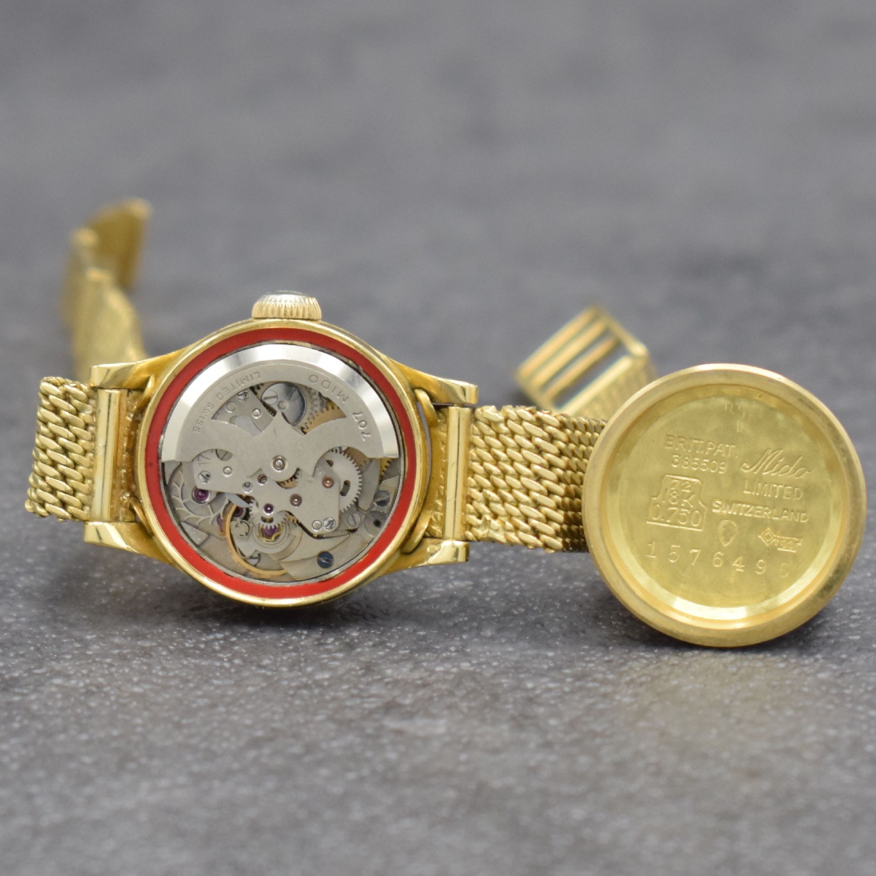 Detail f: MIDO Damenarmbanduhr Serie Multifort in GG 750/000, Automatik, Schweiz um 1955, neutr. Milanaiseband in GG 750/000, Boden verschr., vers. Zifferbl. ...