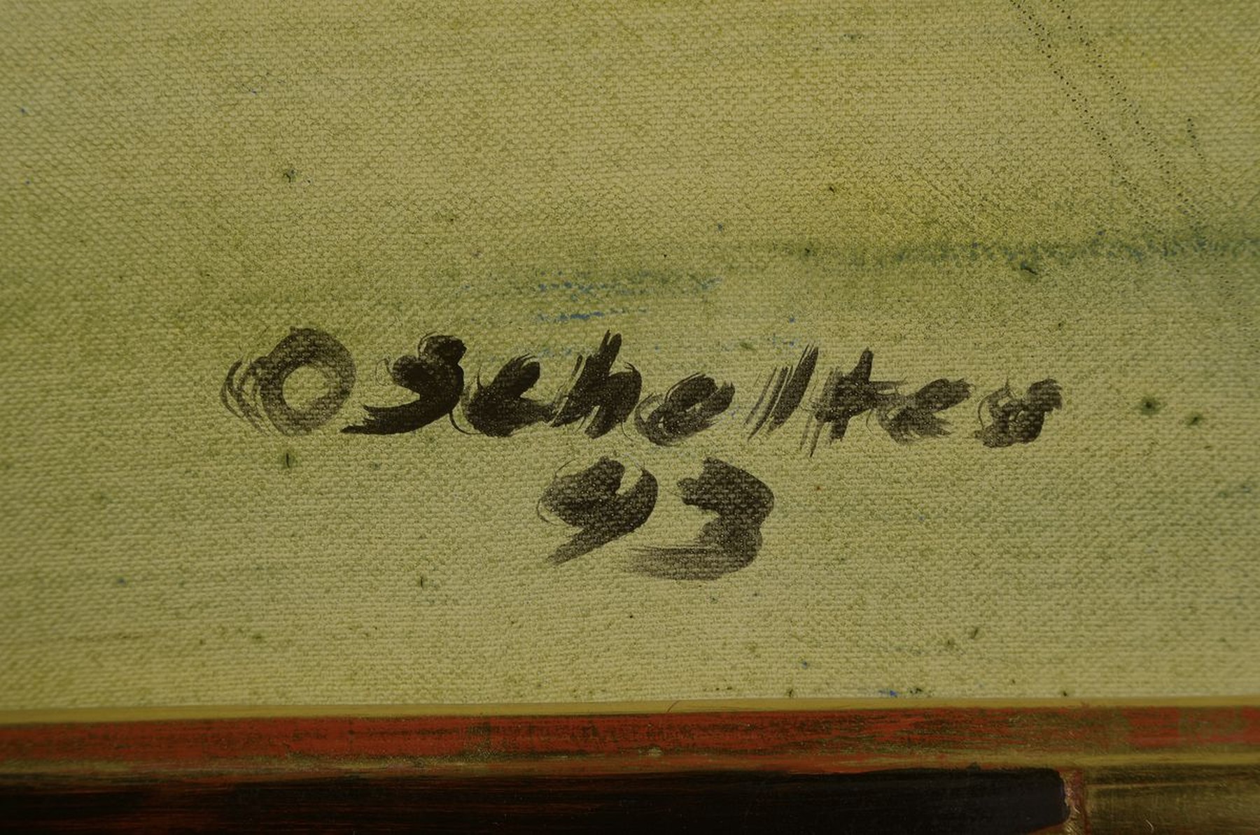 Detail a: Otto Scholtes, geb. 1937 Köln, zeitgen. Künstler in Wesseling, hier: Abstrakte Komposition, Öl und Gouache auf Lwd, rechts unten signiert und dat. ...