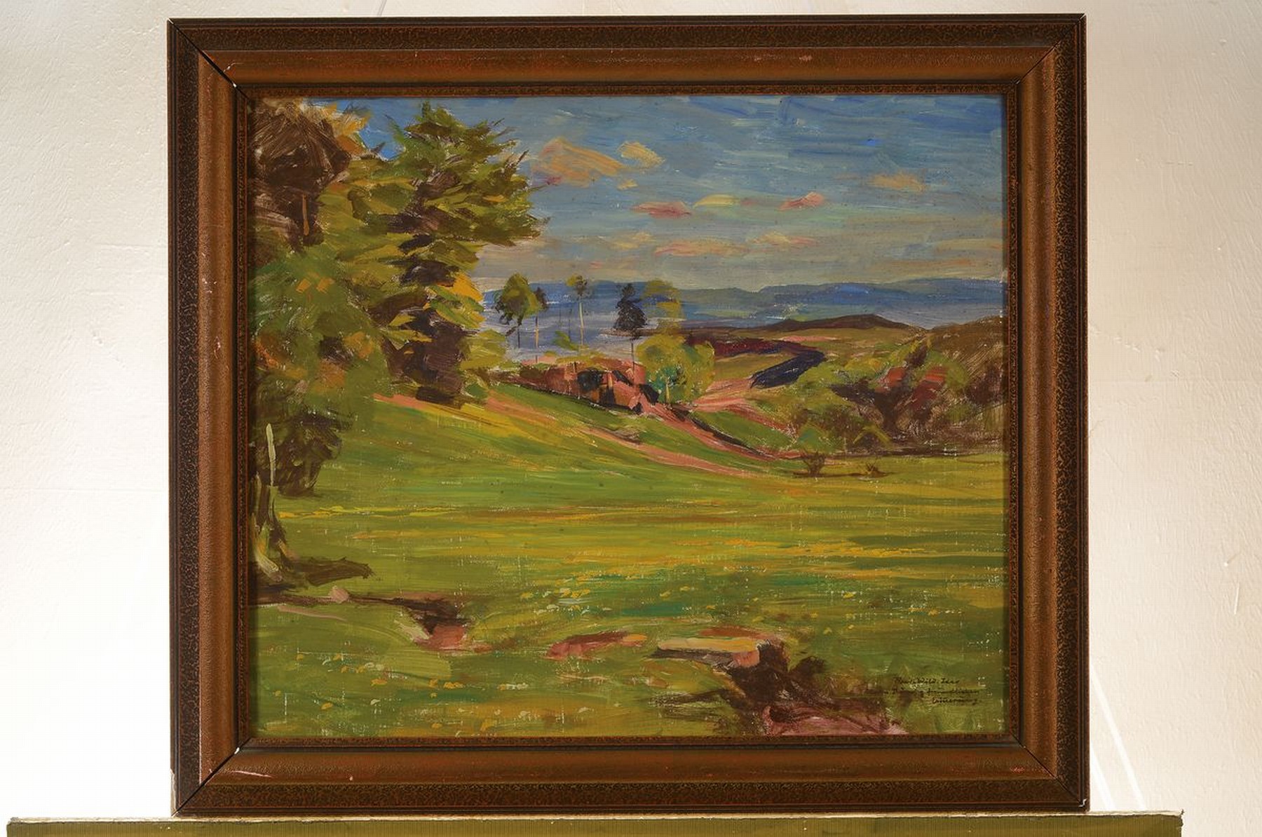 Detail k: Rudolf Wild-Idar, 1871-1960 Idar-Oberstein, Sommerliche Landschaft, Gouache auf Papier, signiert und mit Widmung, ca. 42x50cm, u.Gl., R.