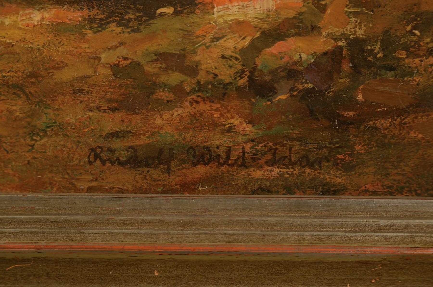 Detail a: Rudolf Wild-Idar, 1871-1960 Idar-Oberstein, Baum am Wegrand, Öl/Holz, rechts unten signiert, altersbedingt krakeliert, ca. 31x43cm, R.