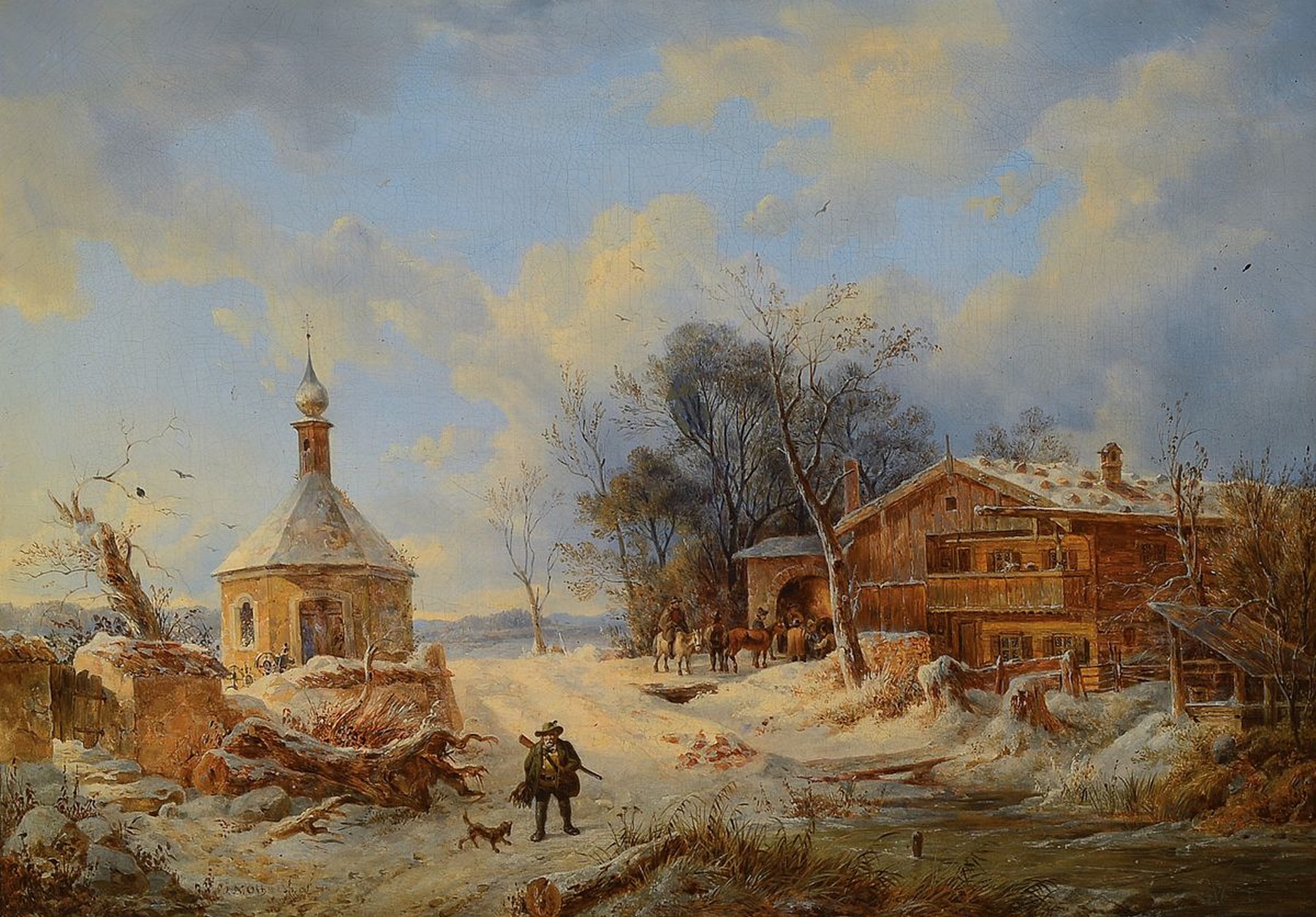 Johannes Nepomuk Ott, 1804 München - 1870, bekannt für seine Landschaftsmalerei mit Alpenmotiven, Schüler von Kobell, königliches ...