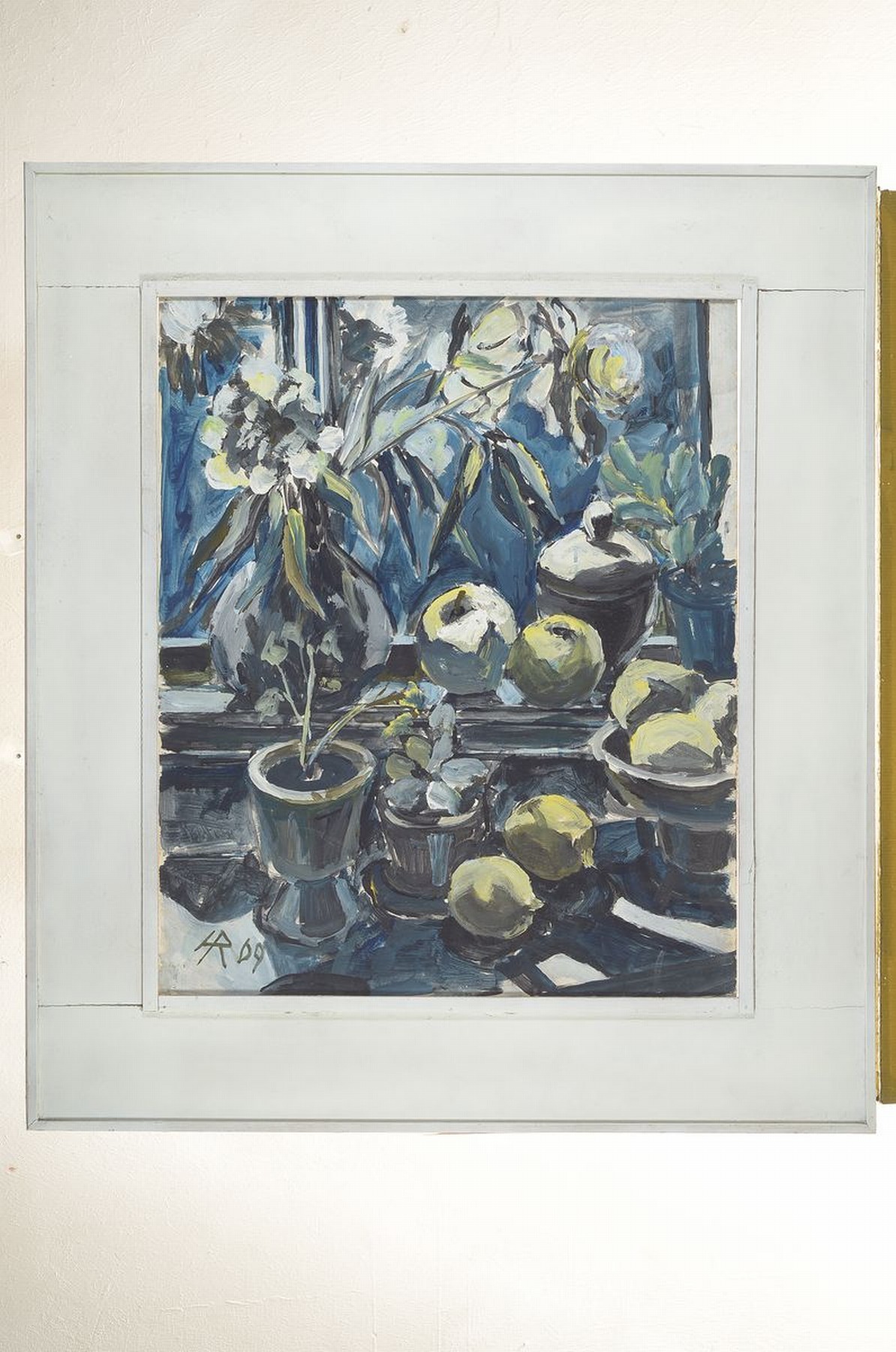 Detail k: Heinz Reiss, 1923-2008 Haßloch, Schüler von Philipp Steinmetz, Mitglied der Künstlergruppe worbs, Stillleben mit Topfpflanzen und Früchten, ...