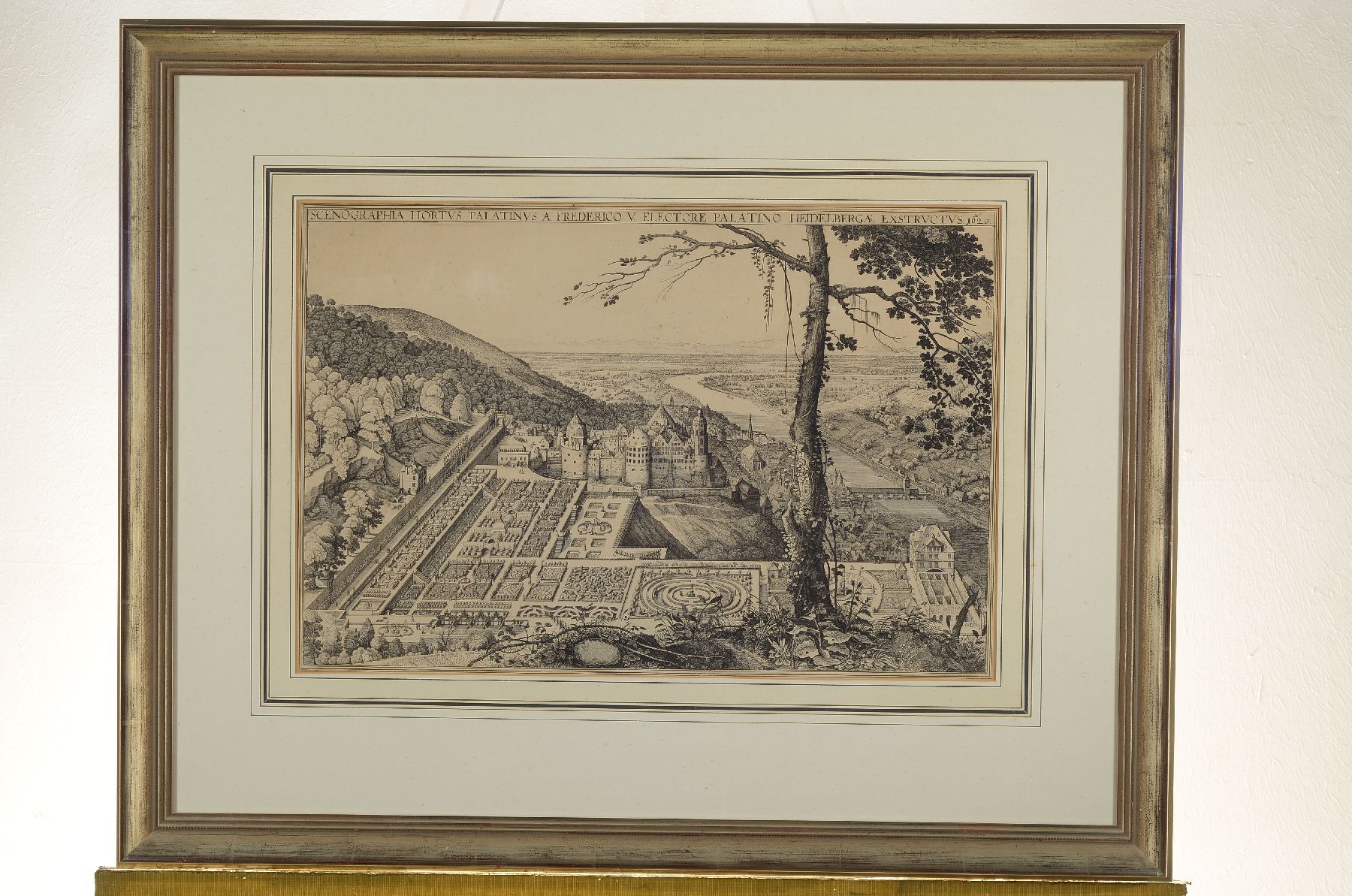 Detail b: Wenceslau Hollar, 17. Jh., großer Kupferstich, Ansicht vom Heidelberger Schloß bez. Scenographia Hortus Palatinus A Frederico V Electore Palatino ...