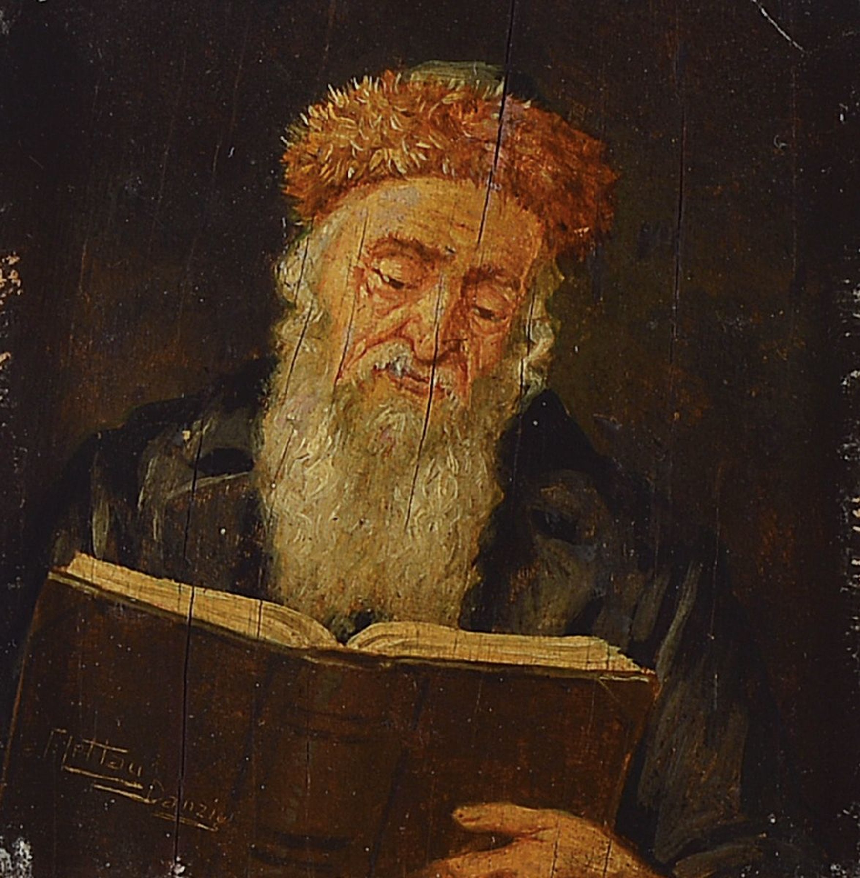 Friedrich Lettau, deutscher Genremaler des 19./20. Jh., Porträt eines lesenden Rabbiners, Öl/Holz, links unten signiert (auf dem Buchdeckel), ...