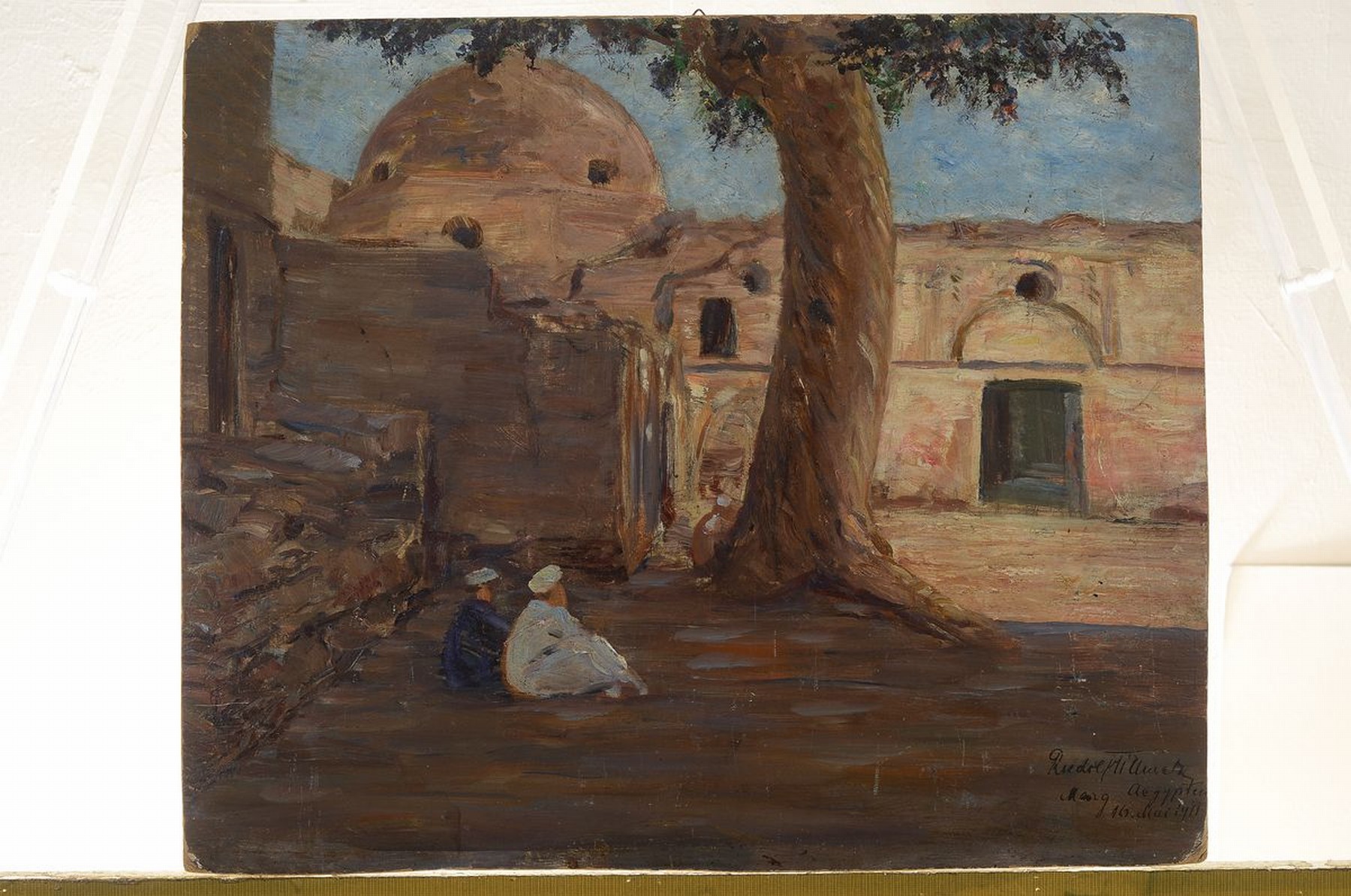 Detail k: Rudolf Tillmetz, 1880-1966 München, Ansicht aus Ägypten, Öl/Malkarton, rechts unten signiert: Rudolf Tillmetz Aegypten 16.Mai 1911, ca. 35x42cm, ...