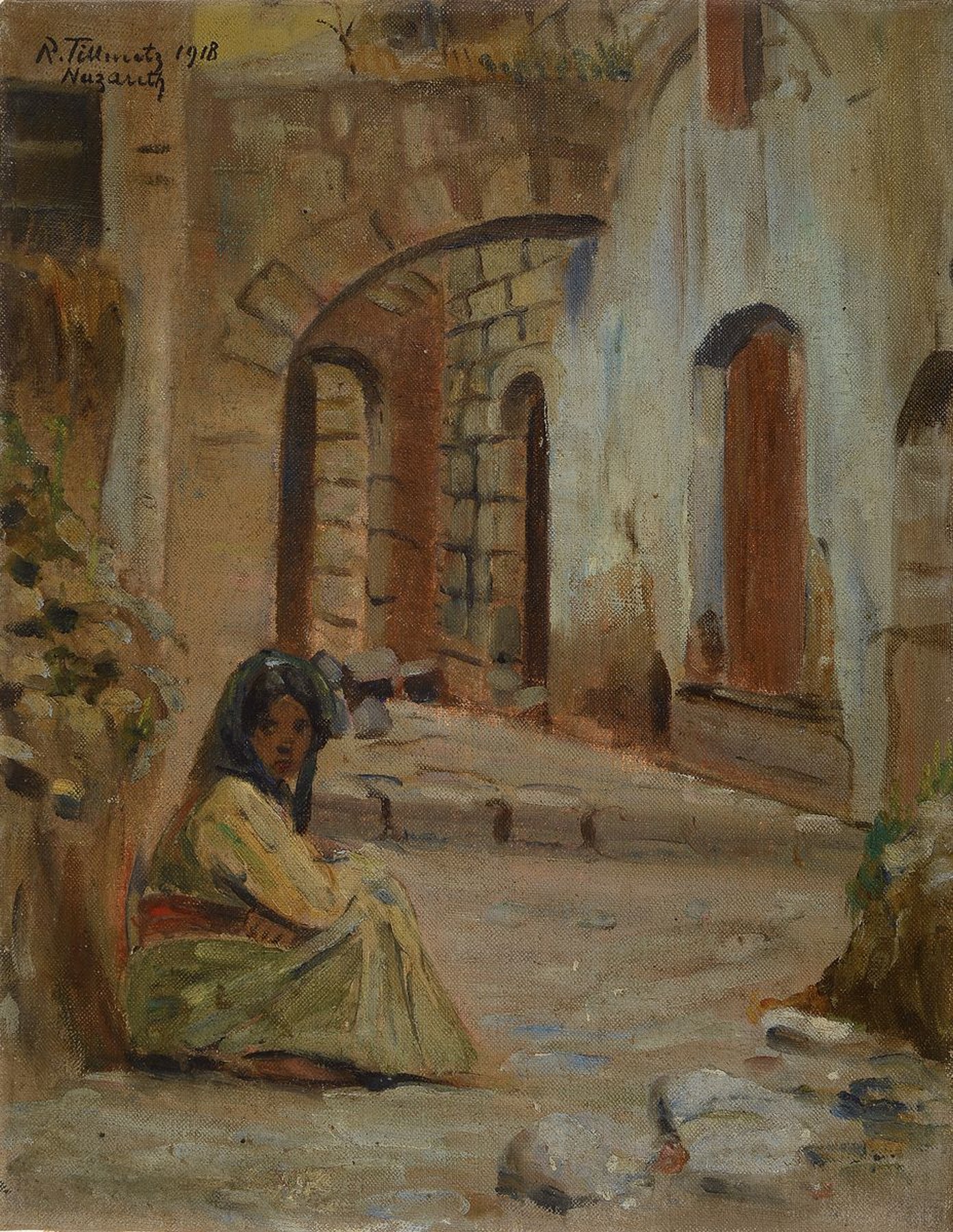 Ruodolf Tillmetz, 1880-1966 München, Ansicht aus Nazareth, Öl/Lwd, links oben signiert: R. Tillmetz Nazareth 1918, ca. 46x36cm