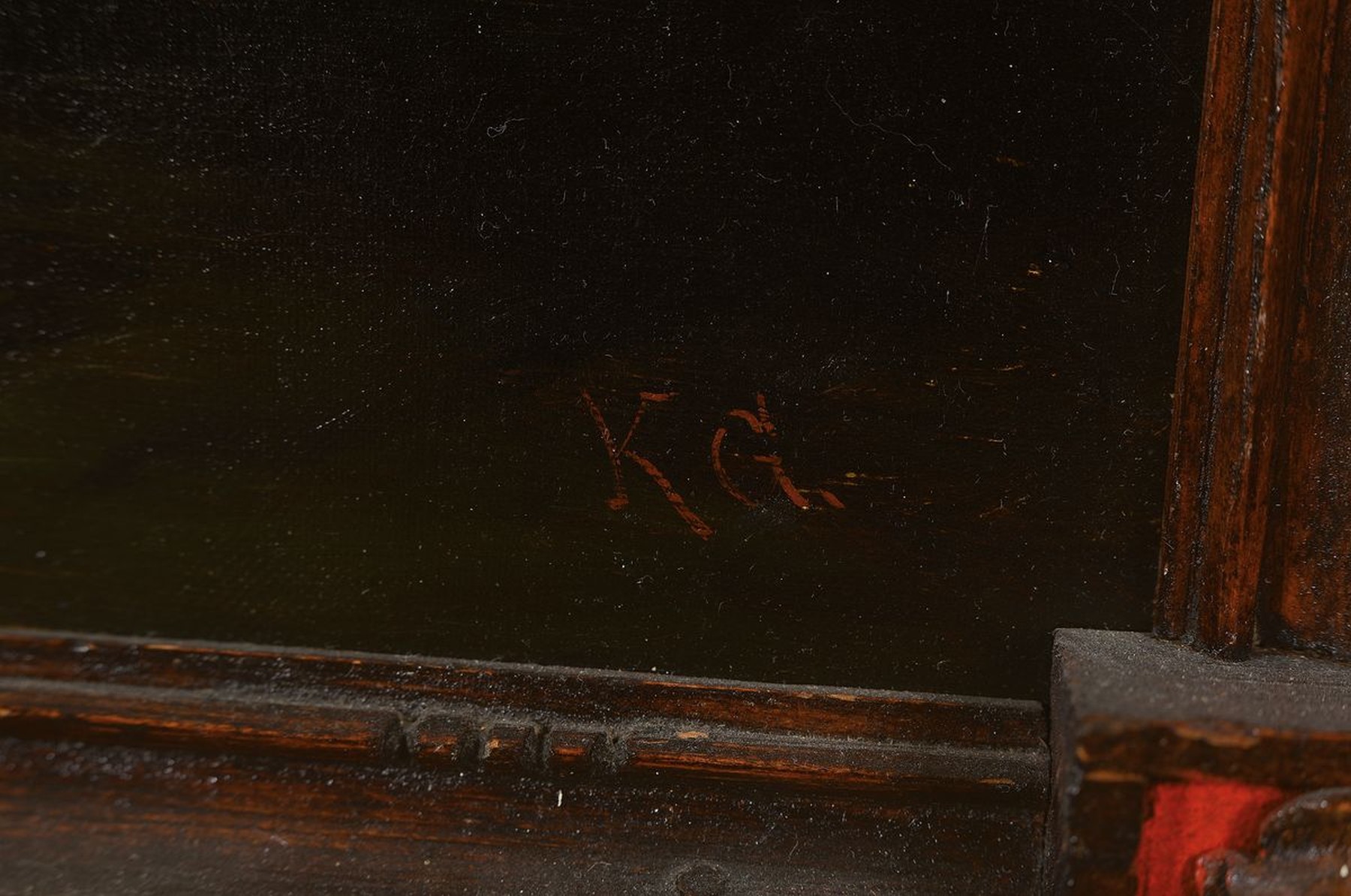 Detail a: Monogrammist KG, deutsch, um 1880-1890, der gekreuzigte Christus, Öl/Lwd, rechts unten monogrammiert, kleinere Farbschäden, ausdrucksvolle Malerei, ...