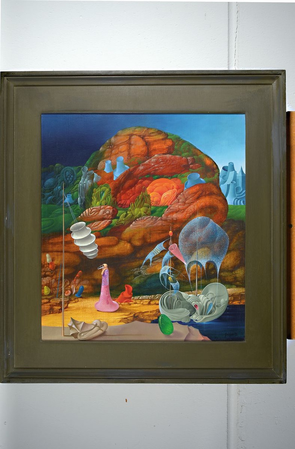 Detail k: Frank Arno Grüttner, 1840 Berlin-2019 Frankfurt a.M., phantastische Landschaft, Öl/Lwd, rechts unten signiert, ca. 50x45cm, R. ca. 67x61cm