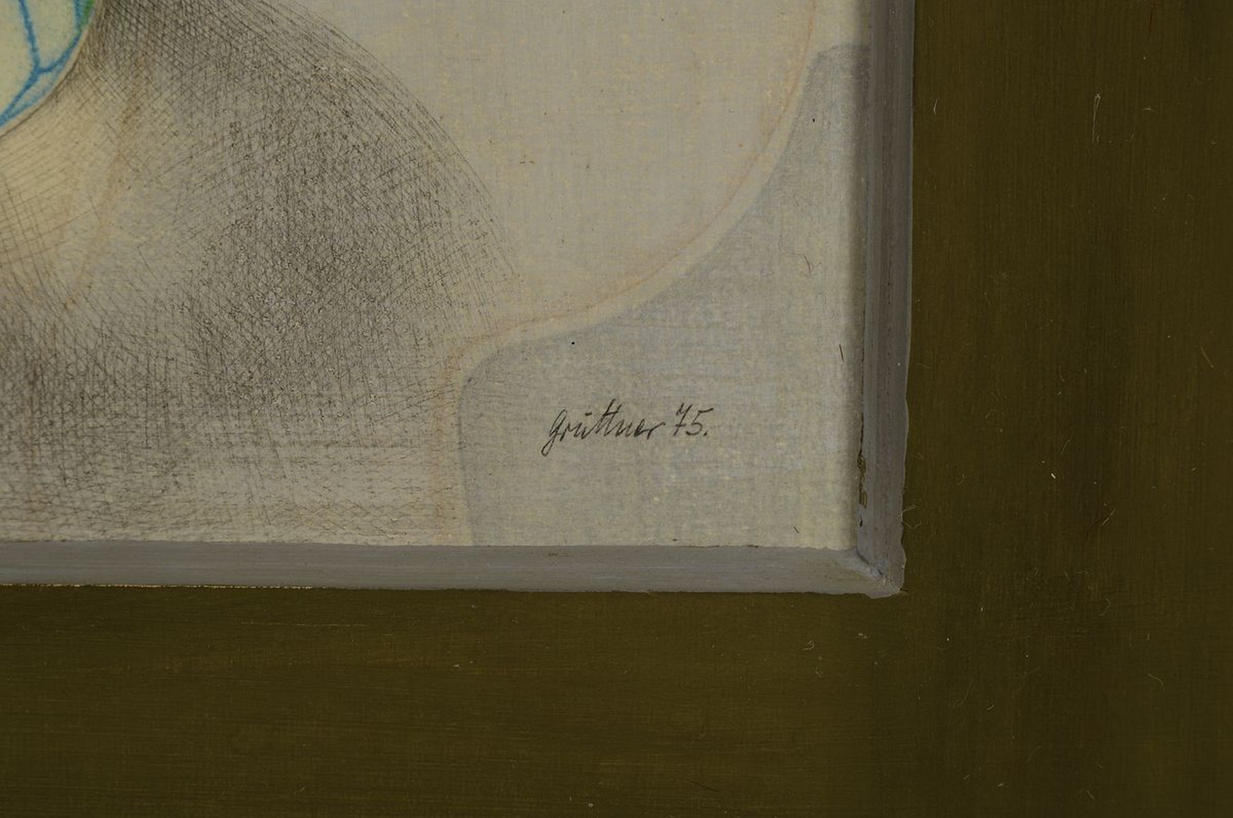 Detail a: Frank Arno Grüttner, 1840 Berlin-2019 Frankfurt a.M., phantastisches Stillleben, Buntstift auf Bütten, signiert und dat. 75, ca. 23x20cm, R. ca. ...