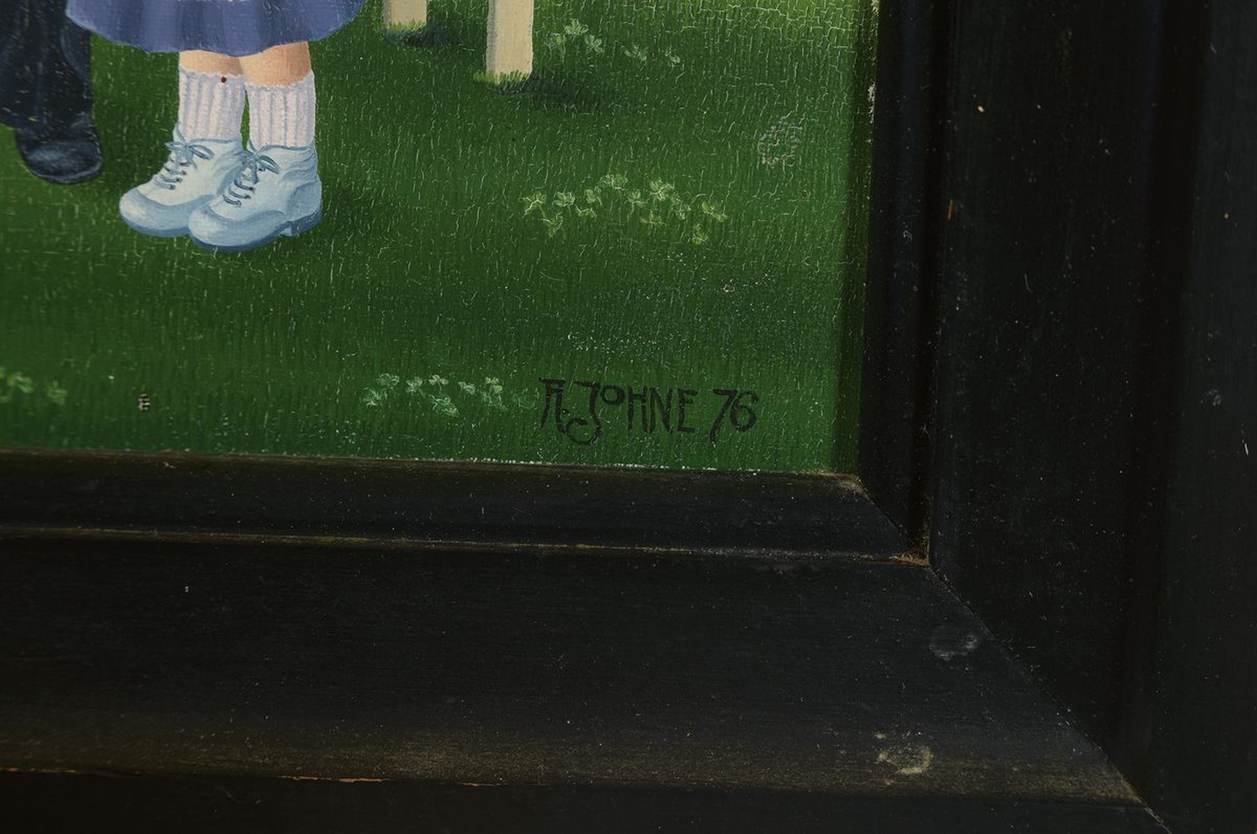 Detail a: A. Johne, datiert (19)76, naive Malerei, Öl/Lwd, rechts unten signiert und dat., ca. 26x18cm, R. ca. 34x26cm