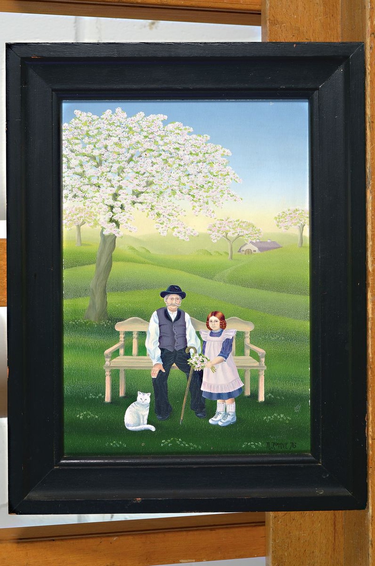 Detail k: A. Johne, datiert (19)76, naive Malerei, Öl/Lwd, rechts unten signiert und dat., ca. 26x18cm, R. ca. 34x26cm