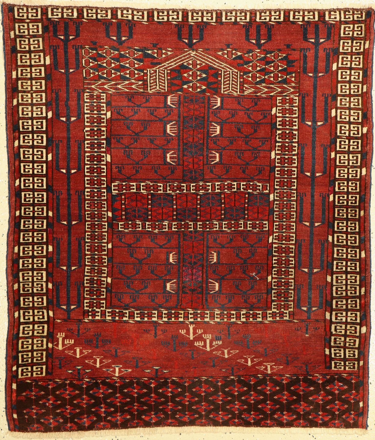 Engsi antik, Turkmenistan, Ende 19 Jhd, Wolle auf Wolle, ca. 125 x 110 cm, EHZ: 3