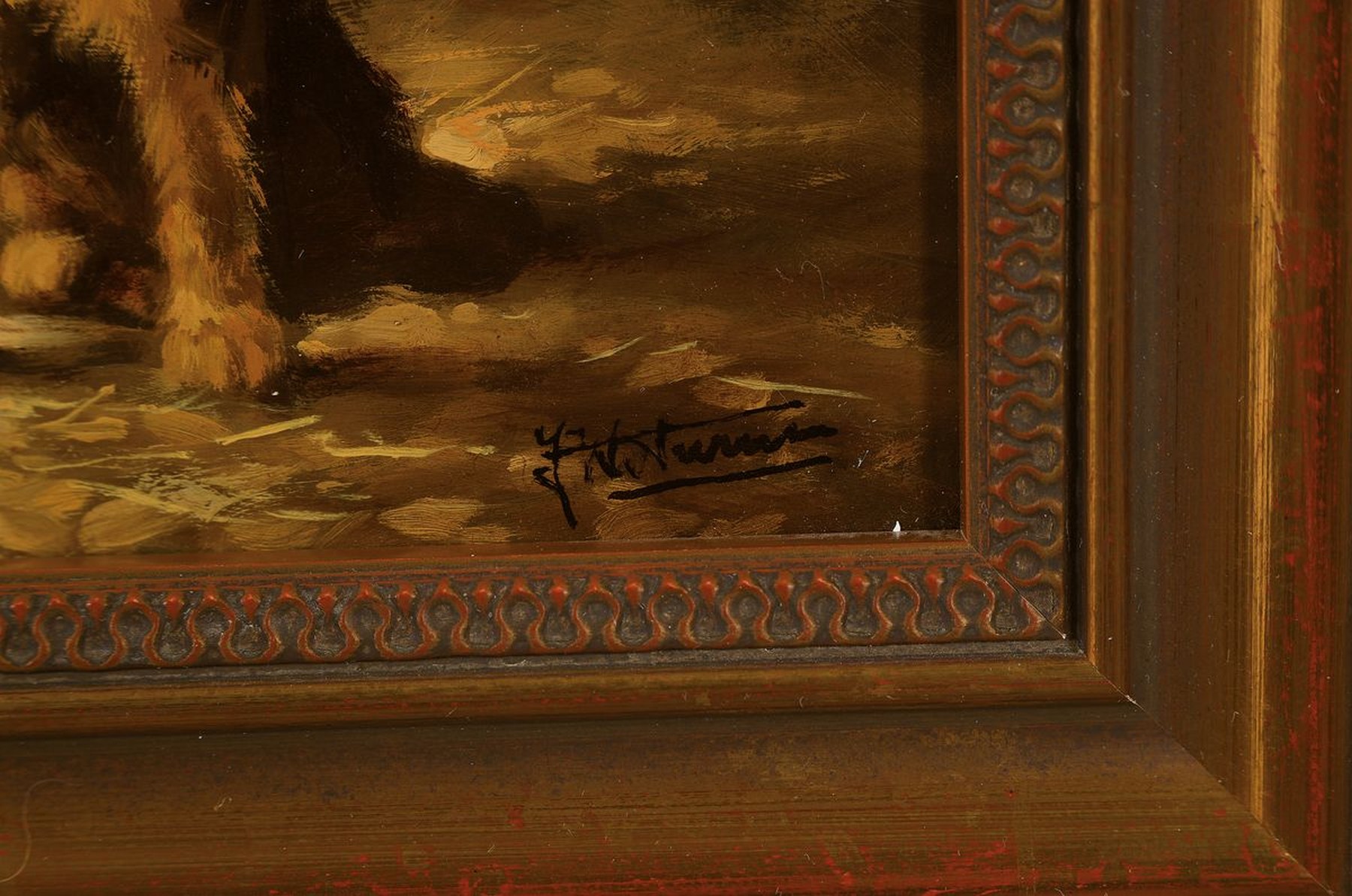Detail a: Johannes Wouterus van Trirum, 1924 Rotterdam- 2011, Im Stall, Stute mit Fohlen, Hund und Hühner, Öl/Lwd, rechts unten signiert, ca. 30x40cm, R. ca. ...