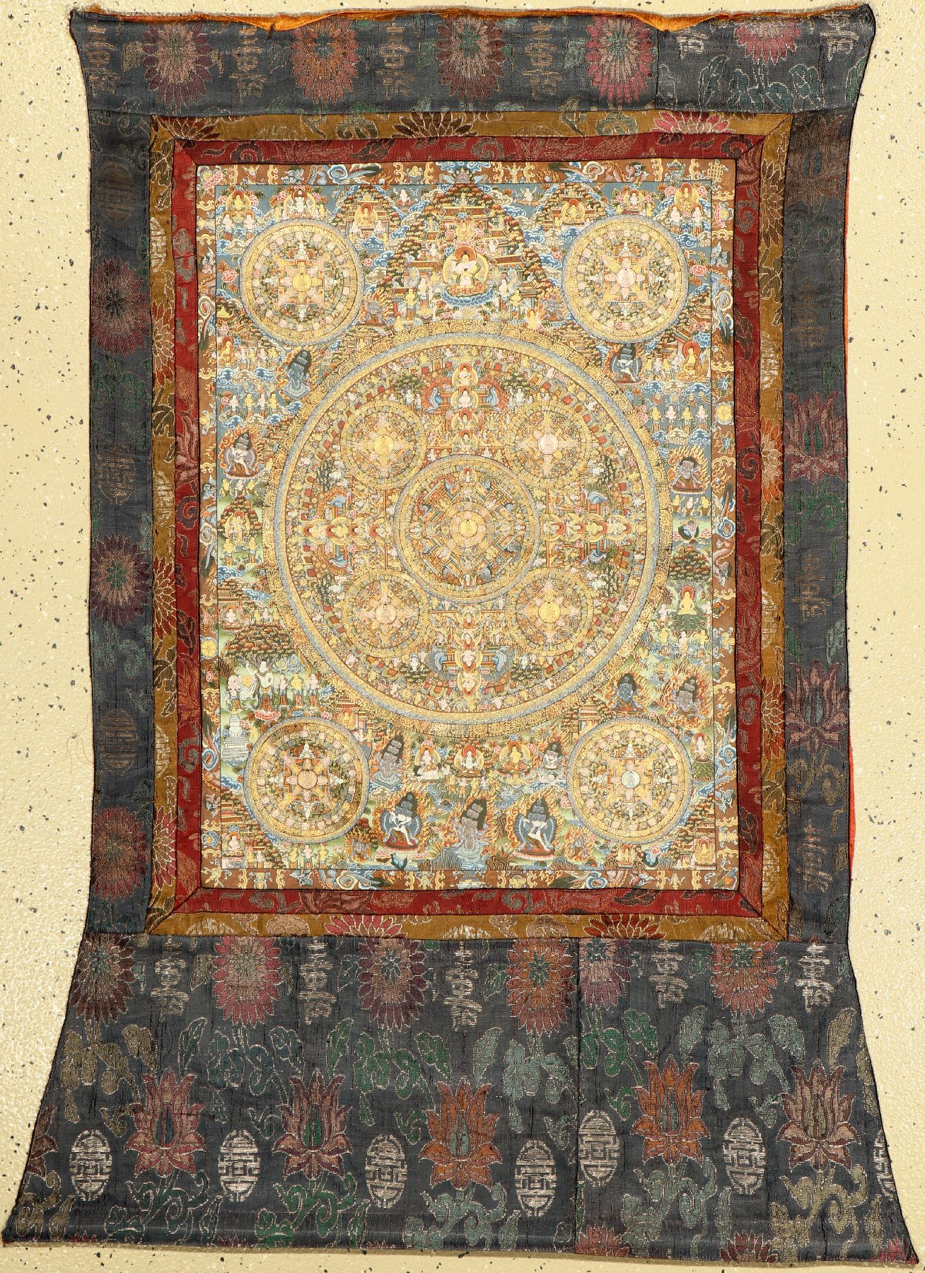 Thangka alt, Tibet, ca. 50 Jahre, Papier Malerei, ca. 132 x 96 cm, EHZ: 2