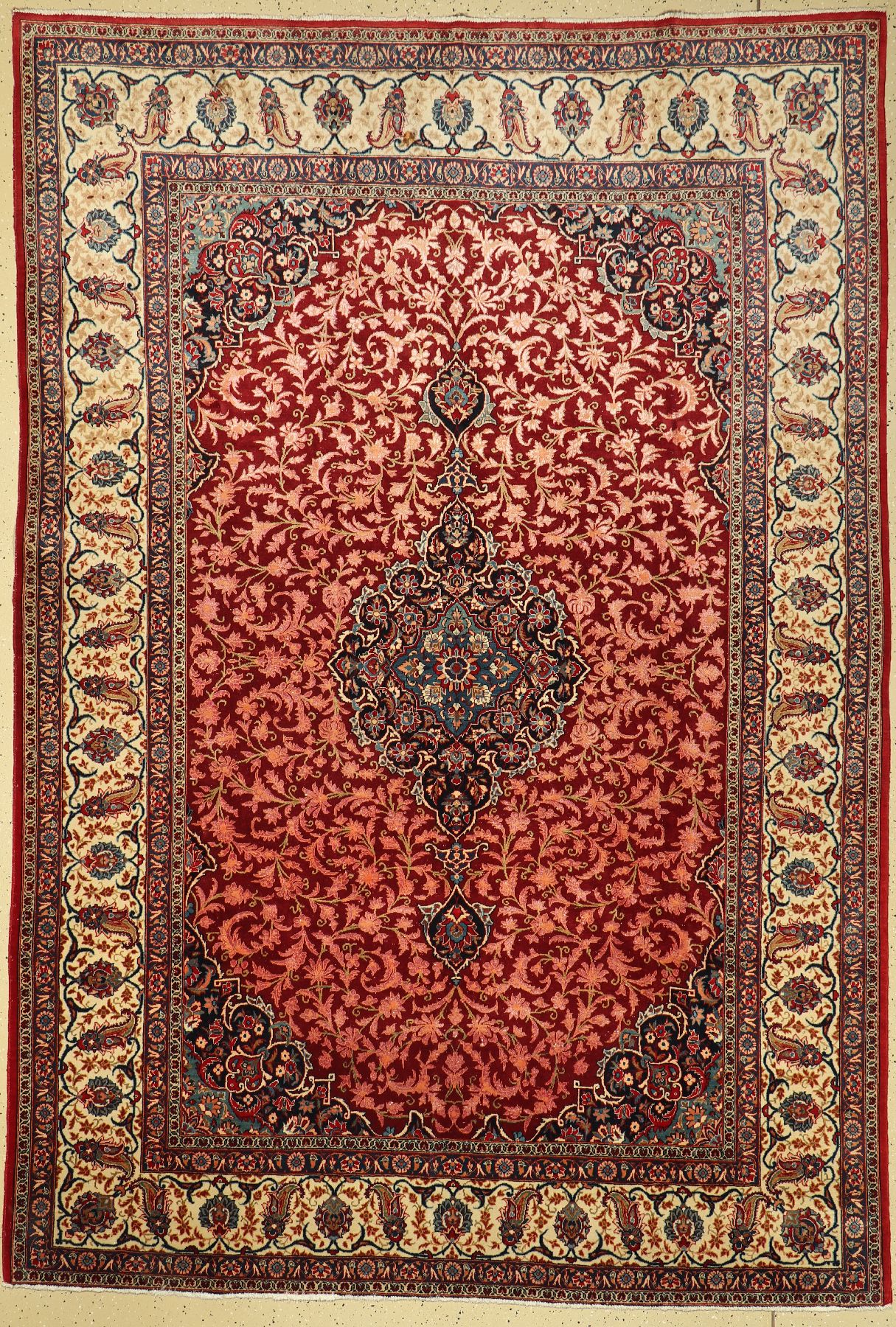 Keschan Kork fein, Persien, um 1940, Korkwolle mit 50% Seide, ca. 320 x 220 cm, EHZ: 2-3